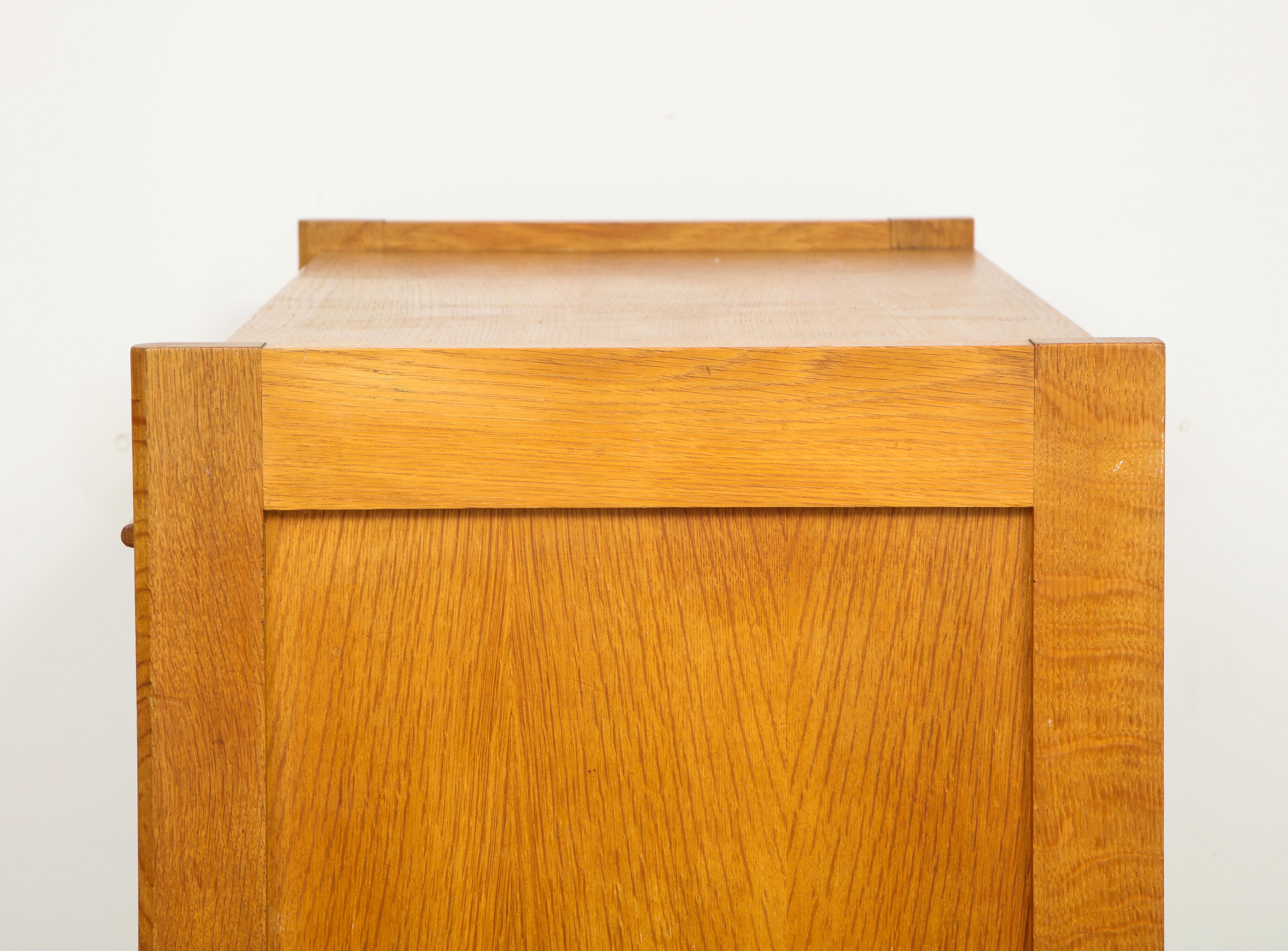 Solid Oak Cabinet and Desk by Guillerme et Chambron, France, 1960's For Sale 8