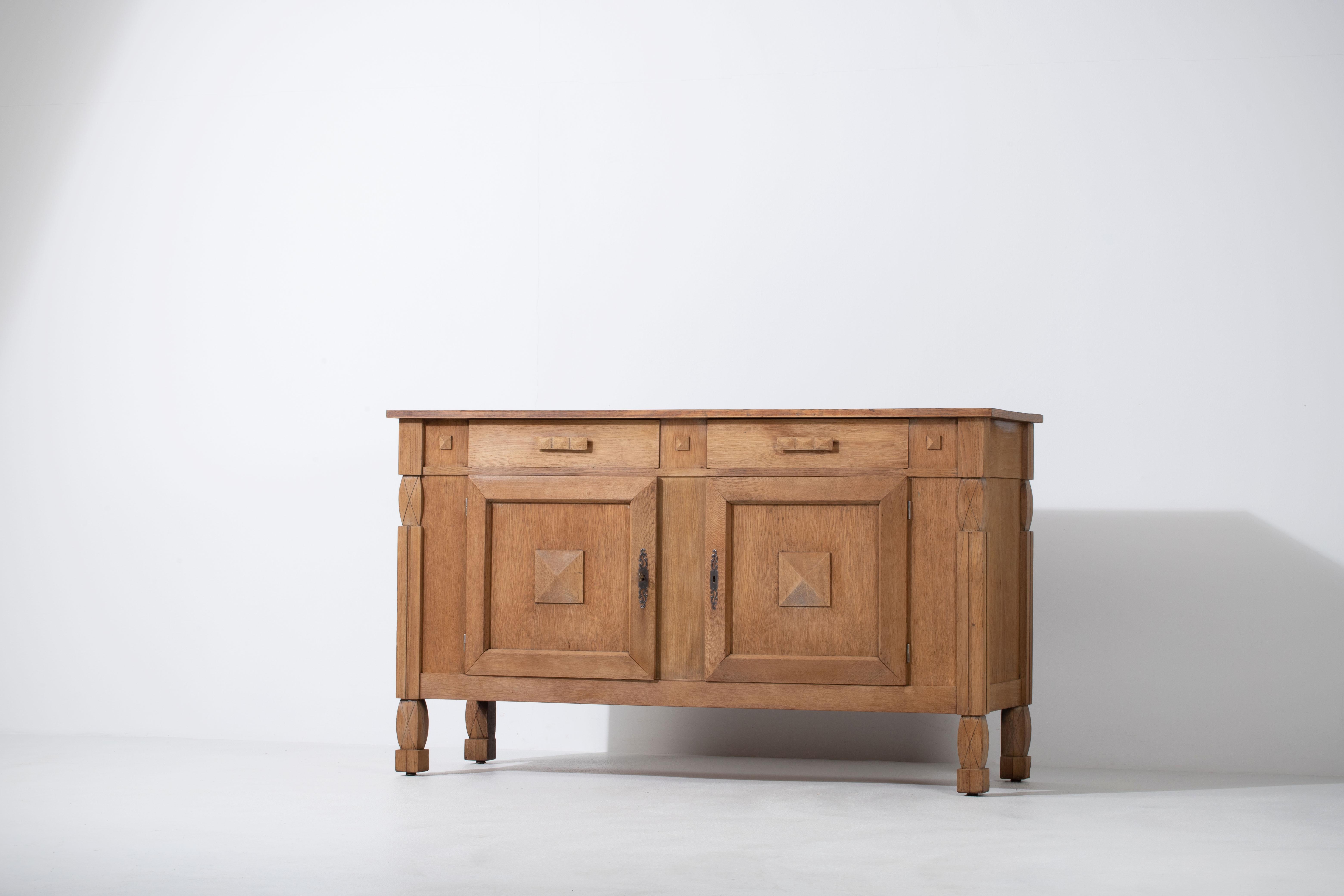 Solid Oak Cabinet, France, 1940s 4