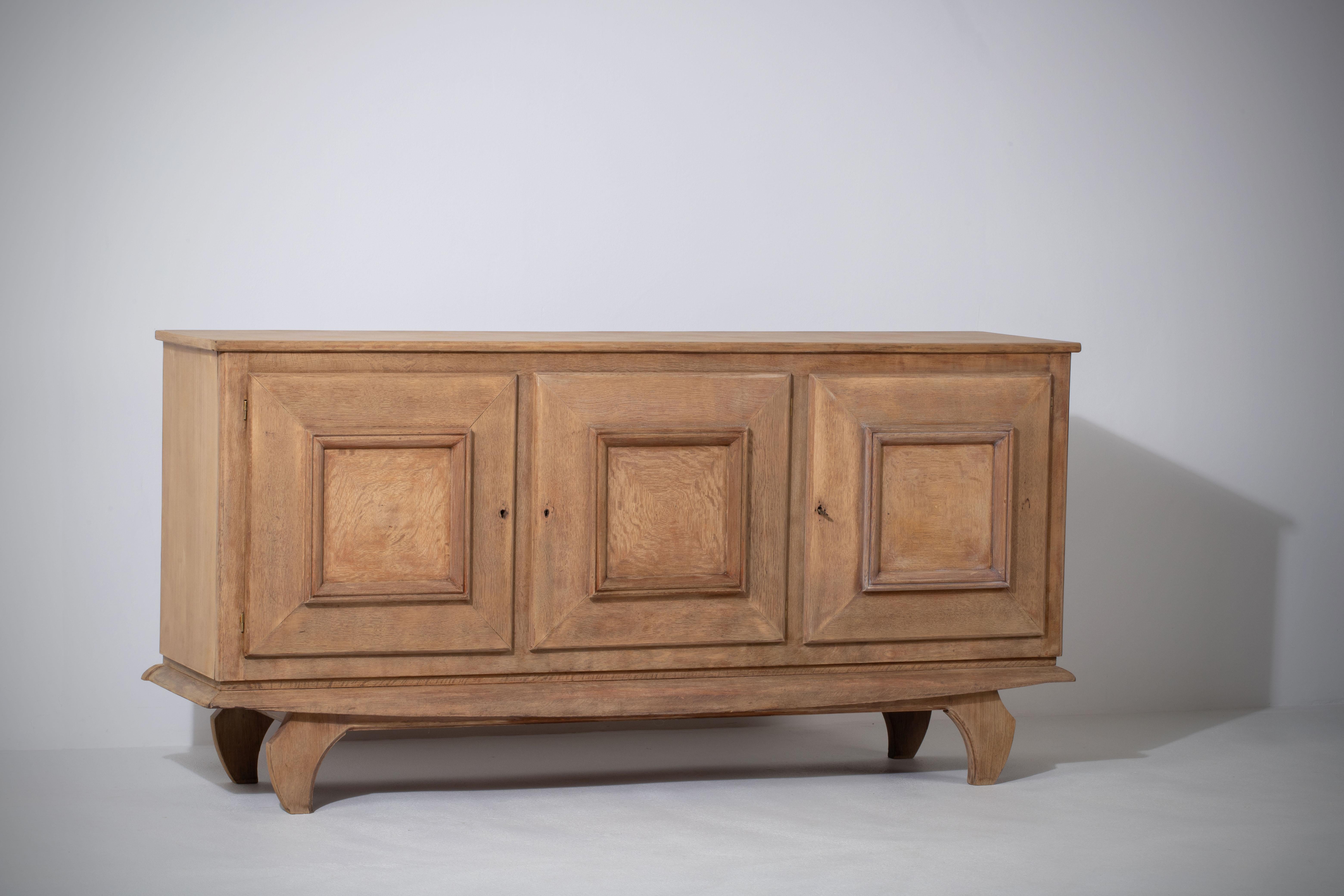 Mid-Century Modern Solid Oak Cabinet, France, 1940s
