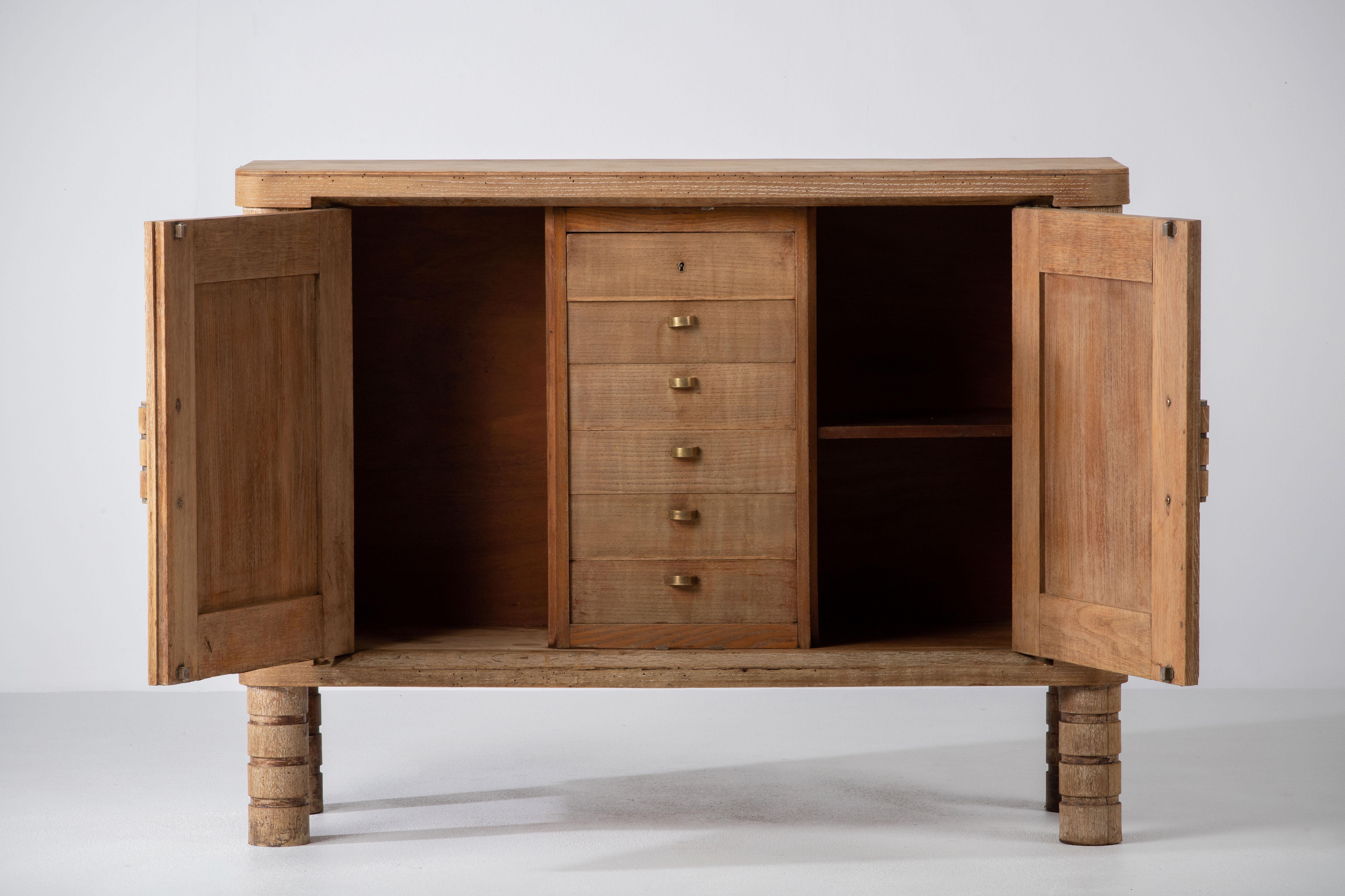 French Solid Oak Cabinet, France, 1940s