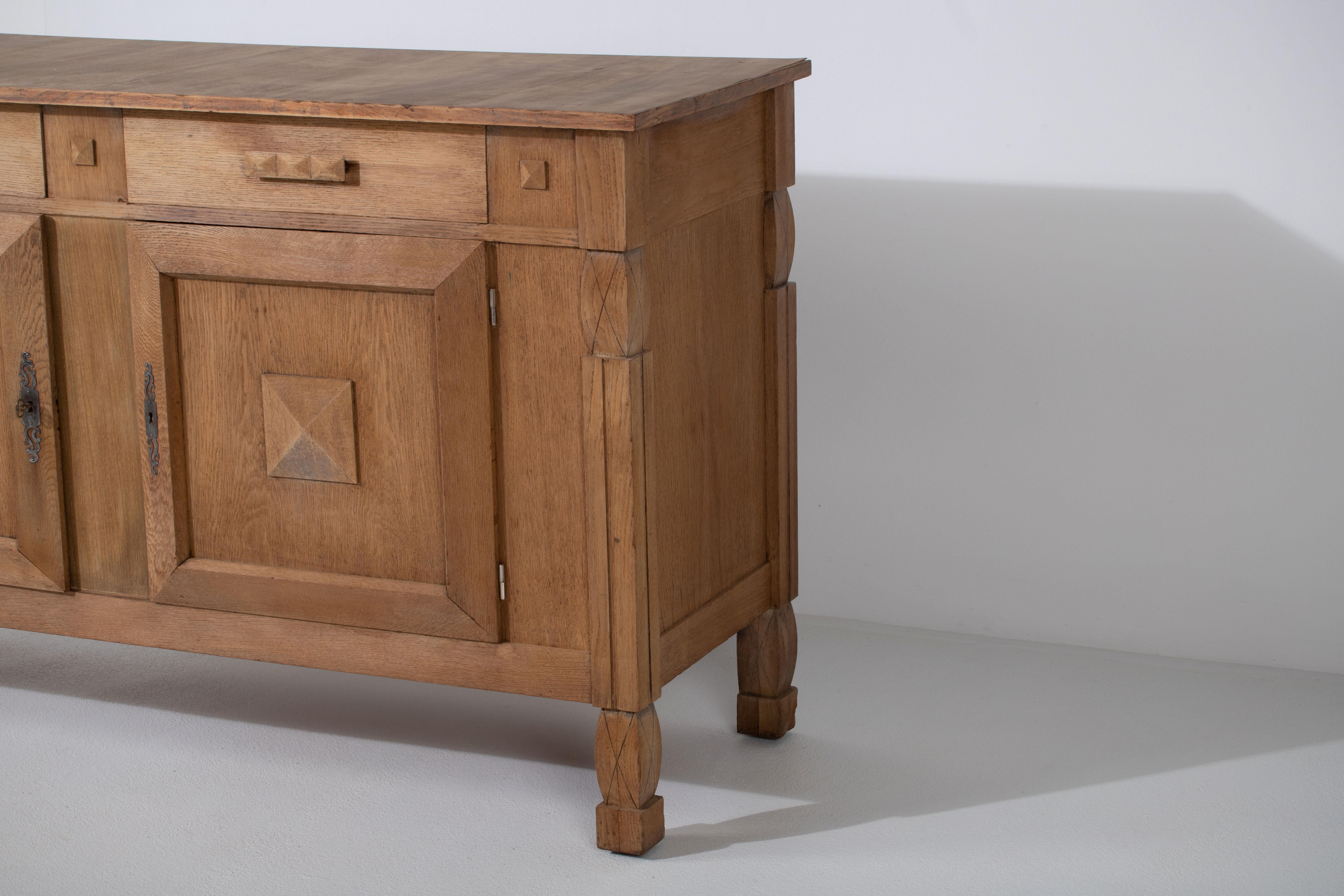 Solid Oak Cabinet, France, 1940s 1