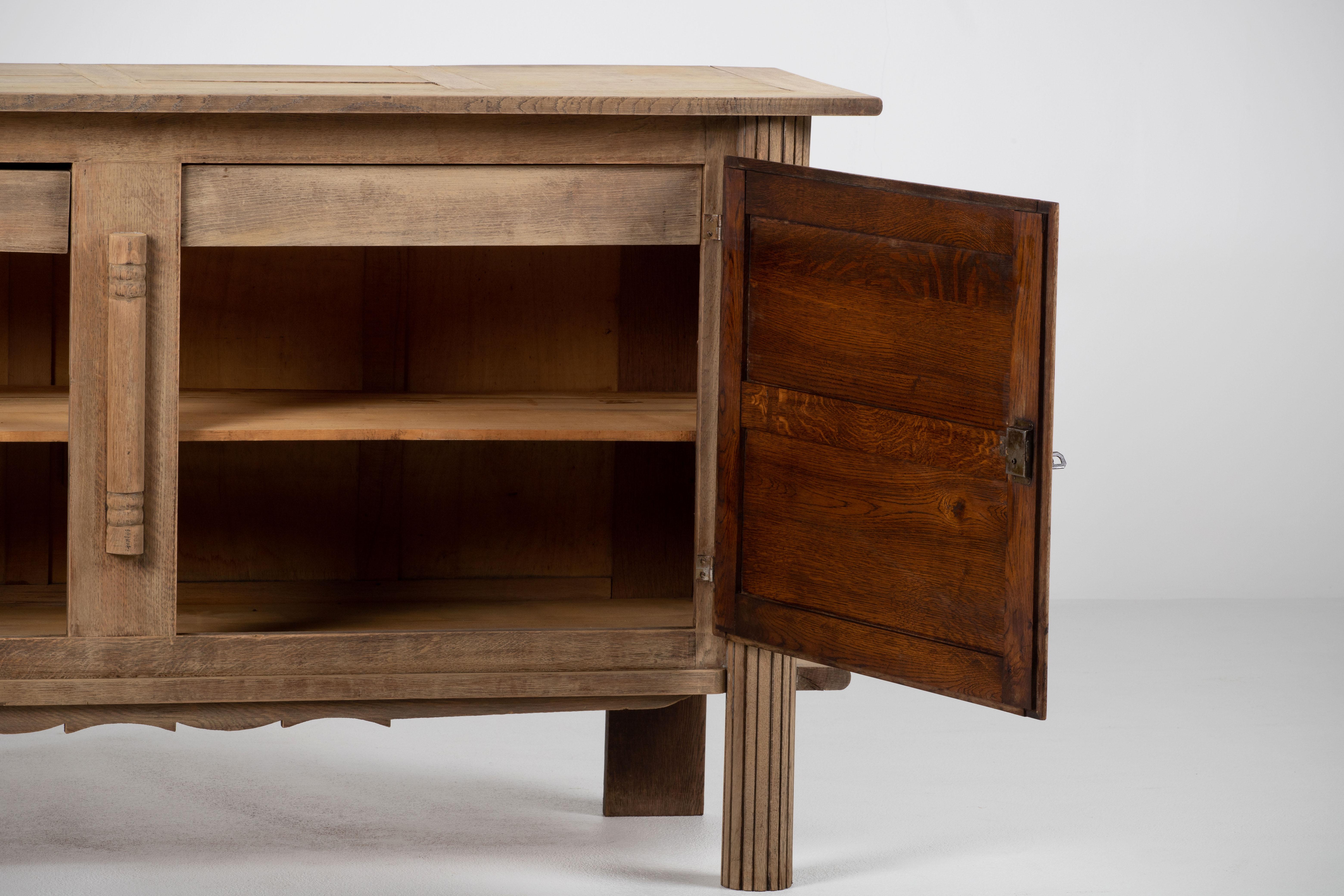 Mid-Century Modern Solid Oak Cabinet, France, 1940s For Sale