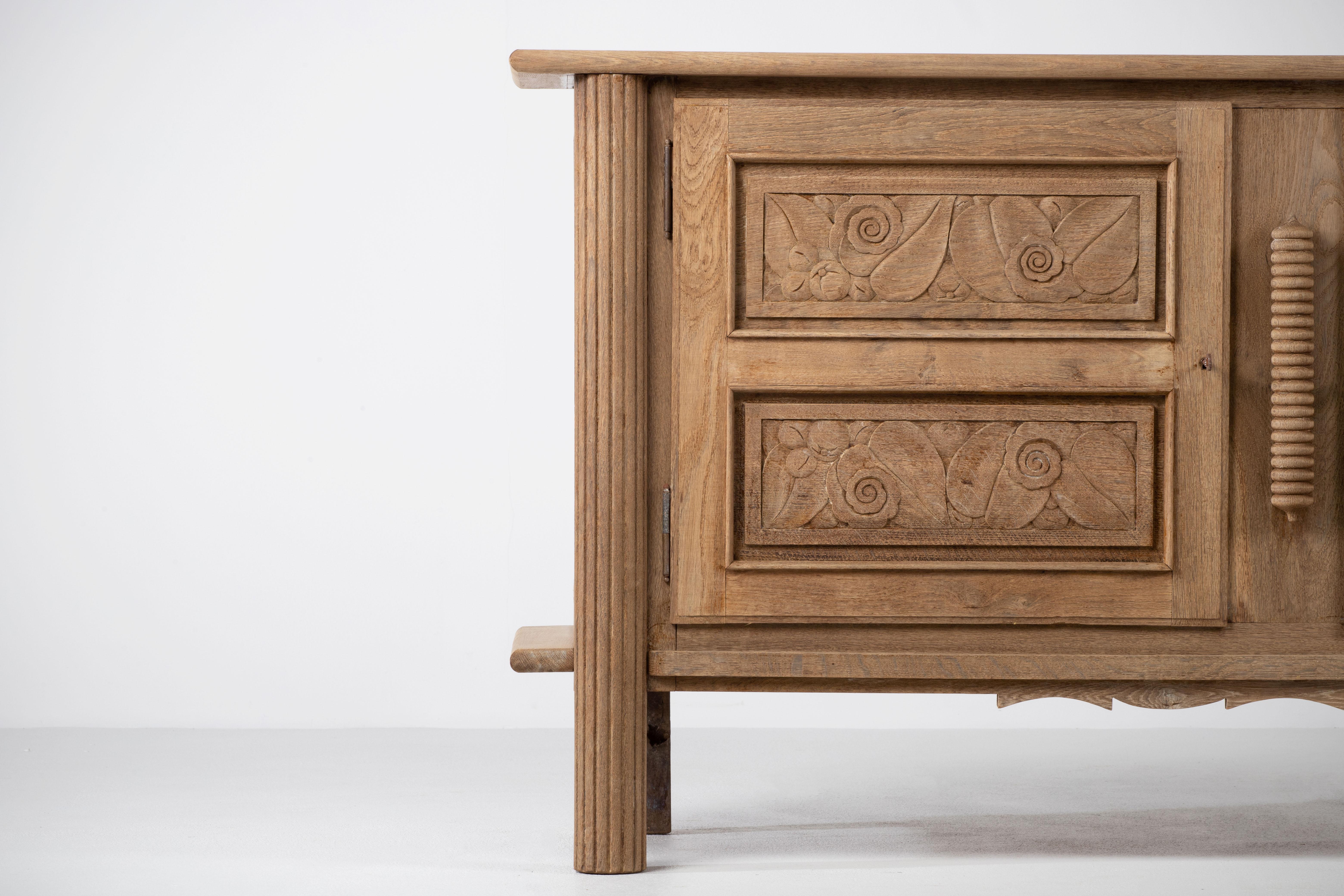 Solid Oak Cabinet, France, 1940s For Sale 2