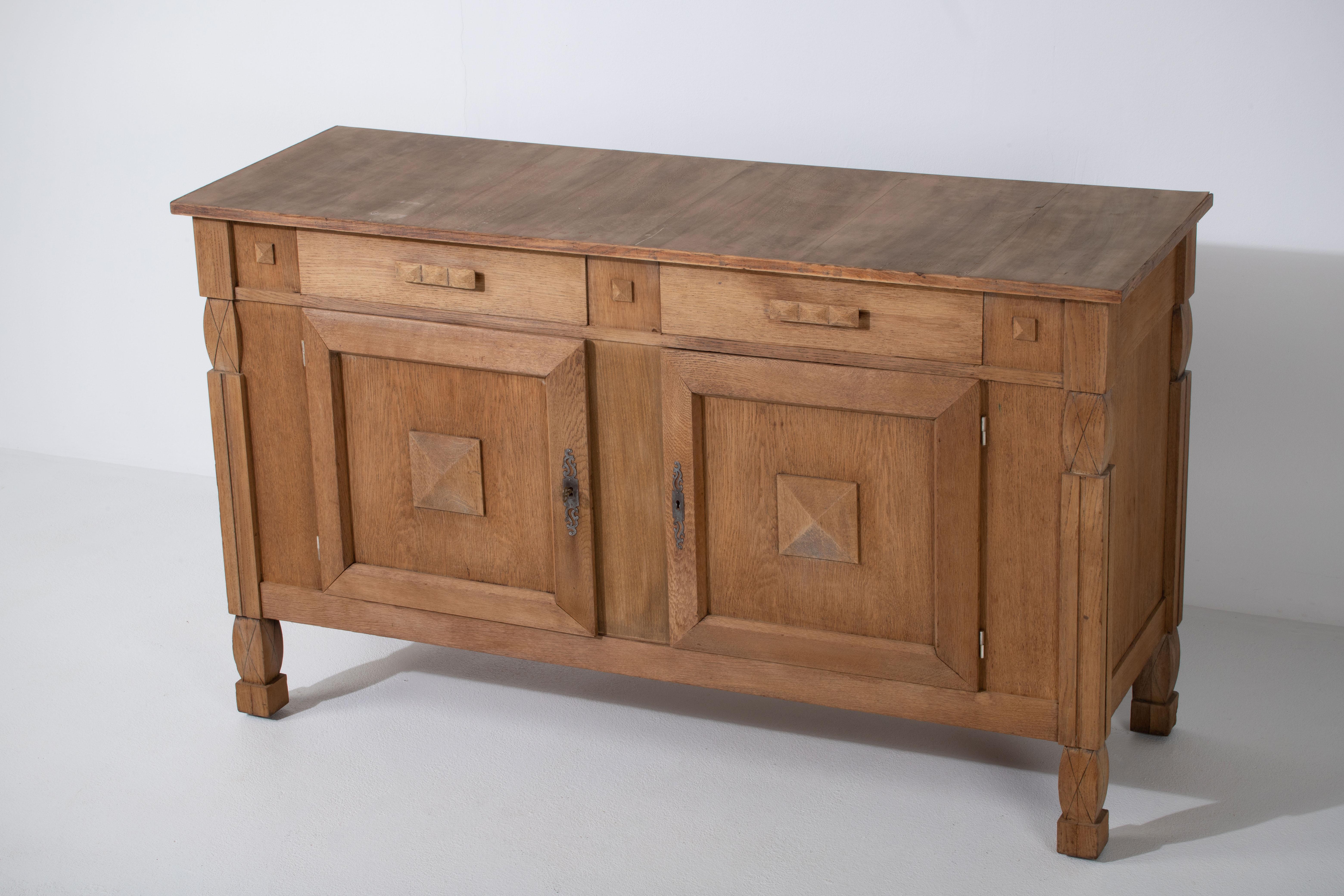 Solid Oak Cabinet, France, 1940s 2