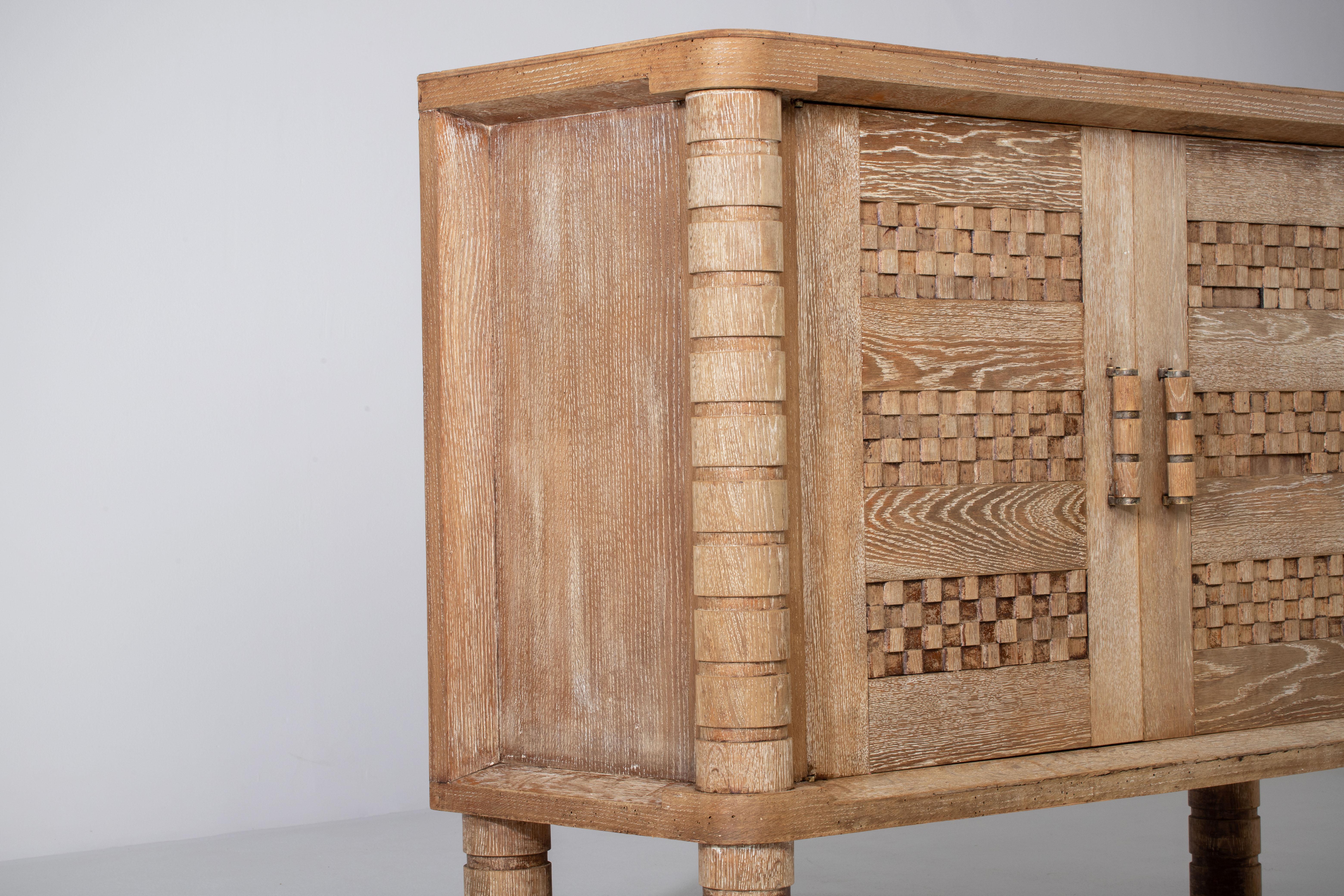 Solid Oak Cabinet, France, 1940s 3