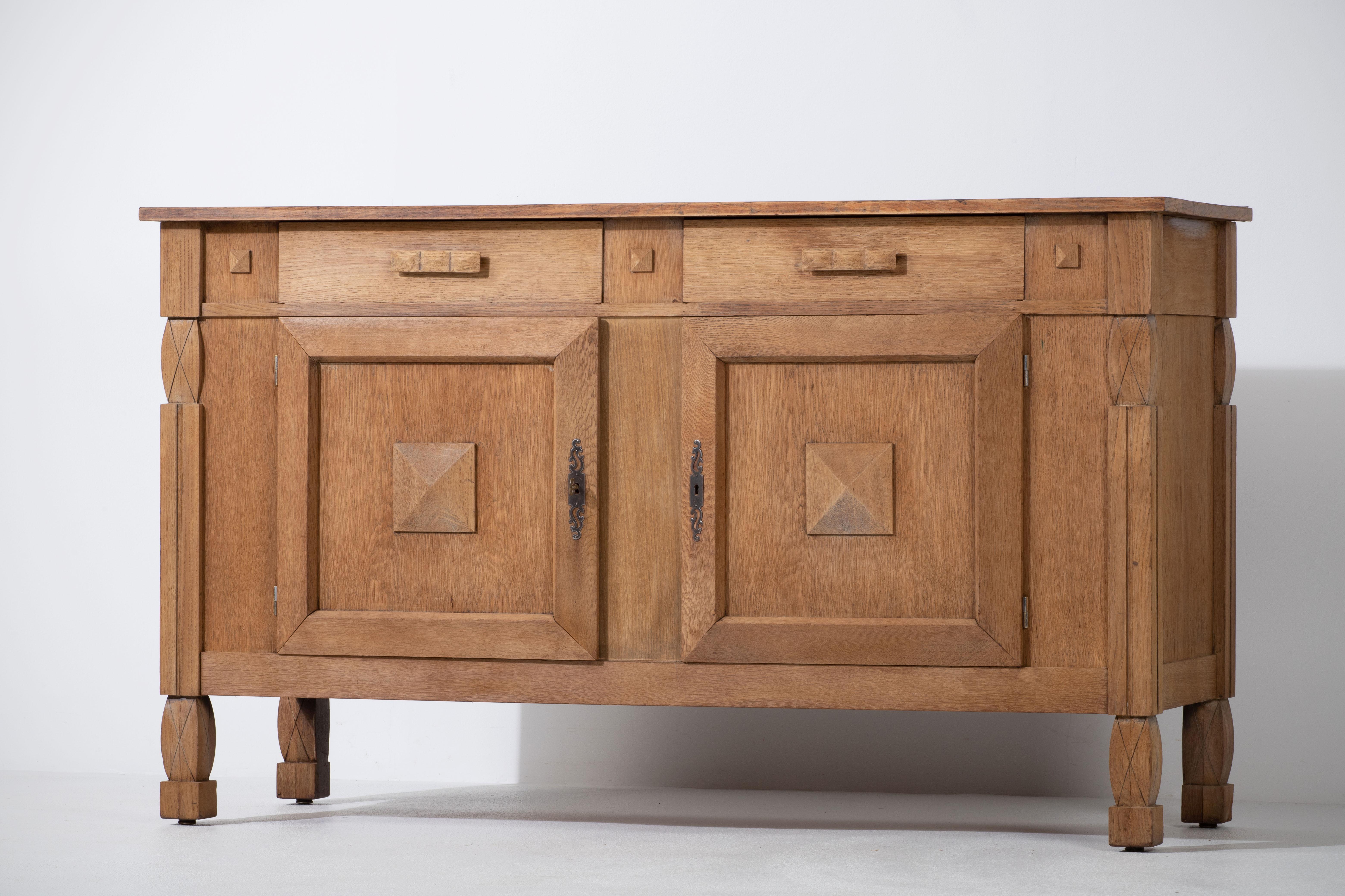 Solid Oak Cabinet, France, 1940s 3