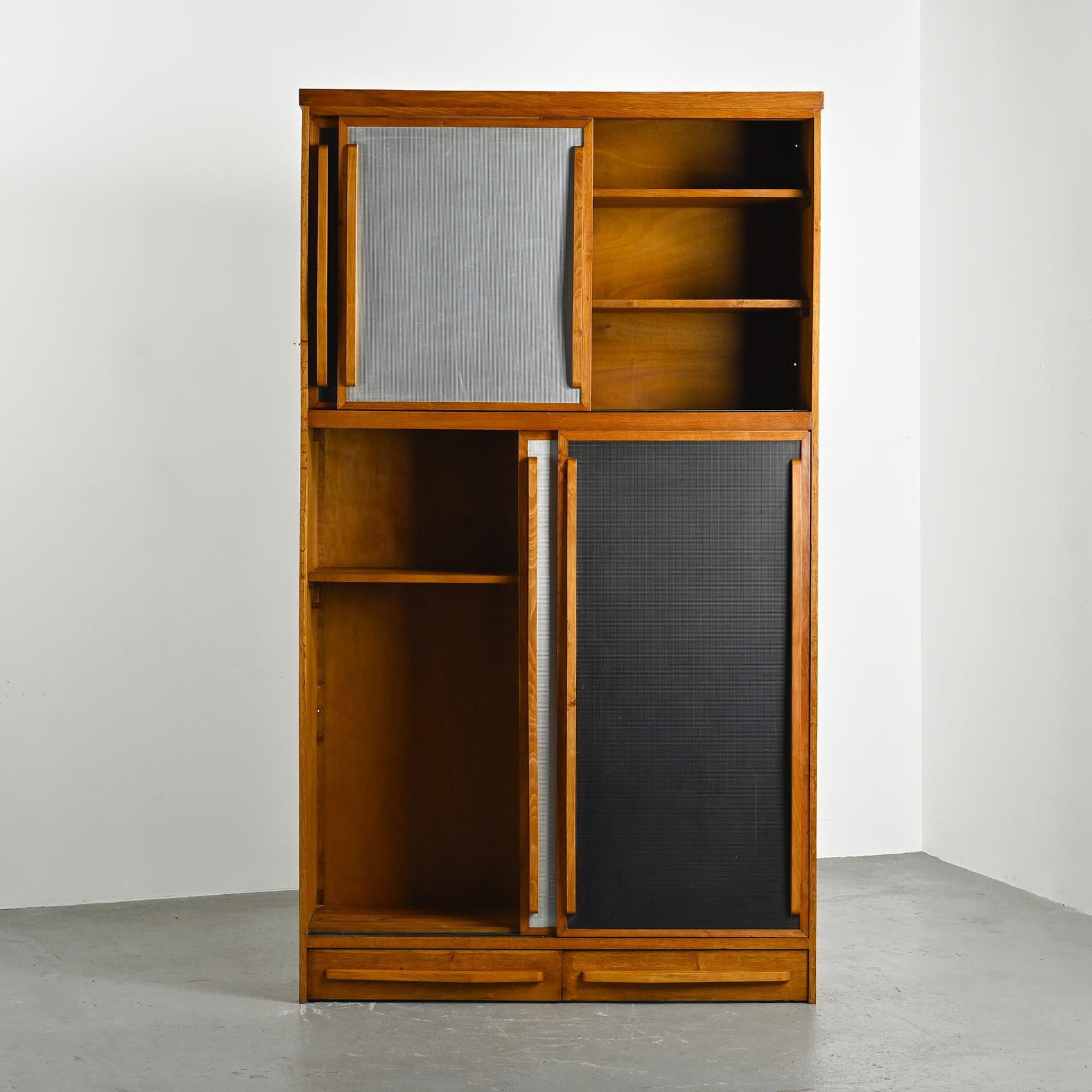 Solid oak cabinet with Perriand drawers, circa 1950 3