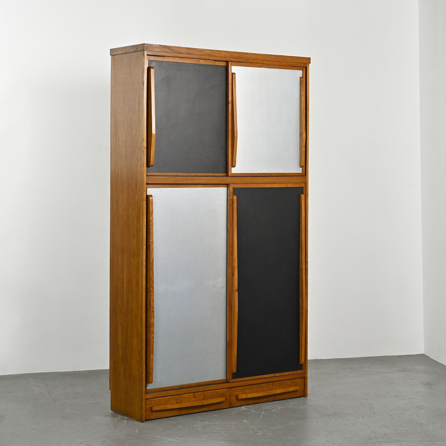 Solid oak cabinet with Perriand drawers, circa 1950 7