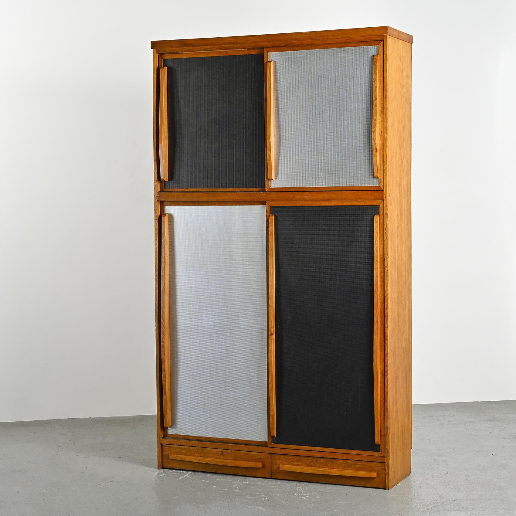 Wood Solid oak cabinet with Perriand drawers, circa 1950