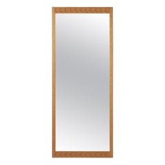 Solid Oak Carved Mirror, Sweden, 1960s