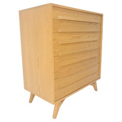 Chêne massif Cerused High Boy Commode 5 tiroirs Dresser Sculptural Legs MINT !
