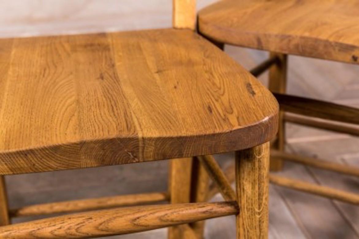 Solid Oak Chapel Chair Range, 20th Century For Sale 11