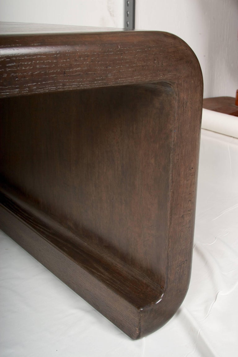 Solid Oak Coffee Table, Waterfall Design, Dark Oak Finish ...