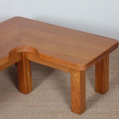 Solid oak coffee table in the Seltz style, 1980