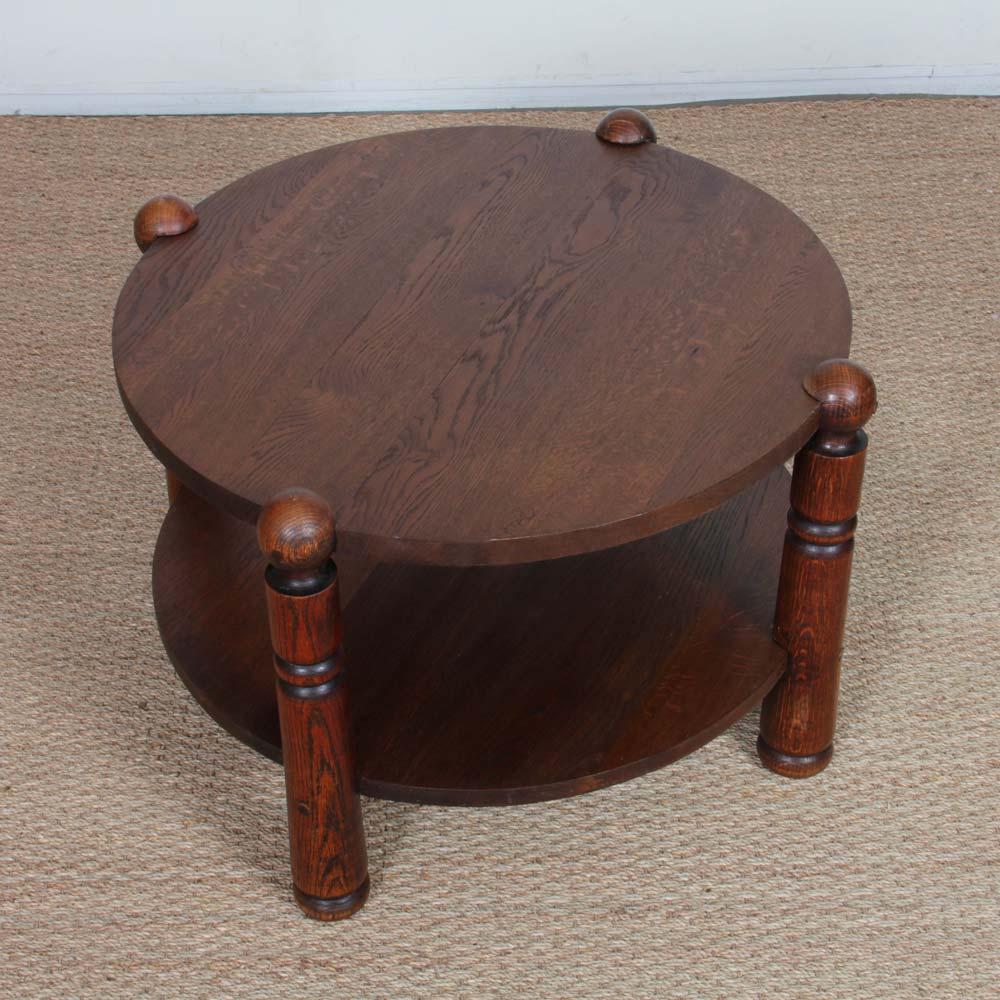 Mid-20th Century Solid oak coffee table in the style of Charles Dudouyt, 1950s For Sale