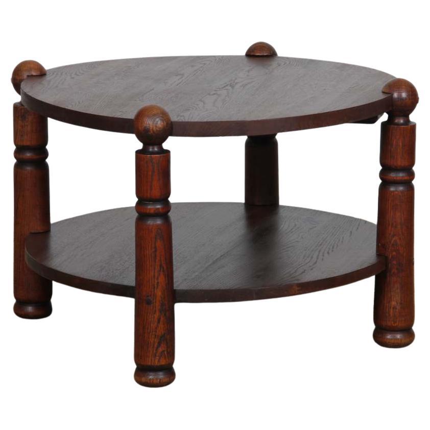 Solid oak coffee table in the style of Charles Dudouyt, 1950s For Sale