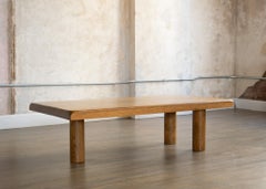 Solid Oak Coffee Table in the Style of Pierre Chapo and Charlotte Perriand