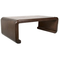 Solid Oak Coffee Table, Waterfall Design, Dark Oak Finish