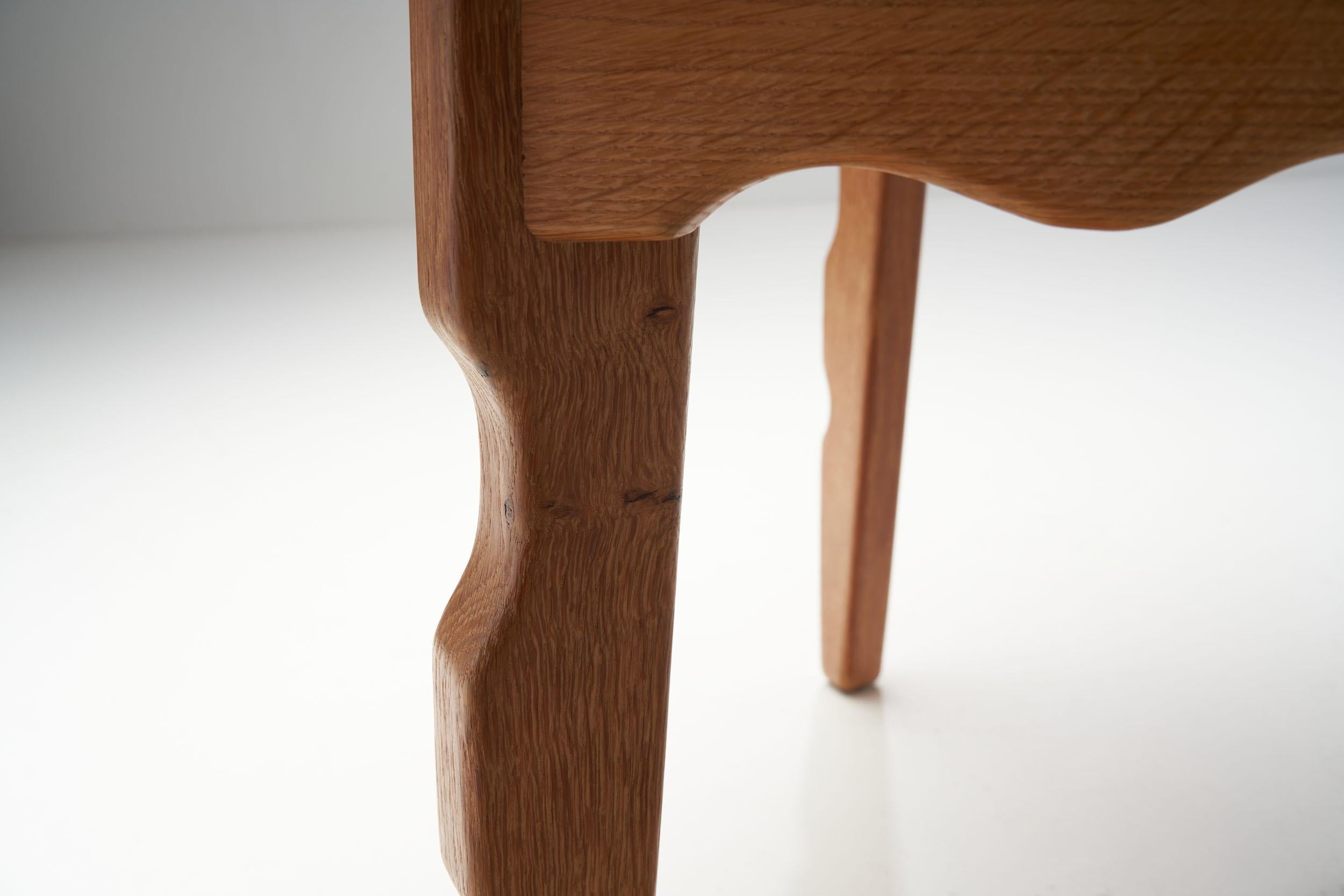 Solid Oak Coffee Table with Sculptural Legs, Denmark, ca 1950s For Sale 10