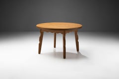 Solid Oak Coffee Table with Sculptural Legs, Denmark, ca 1950s