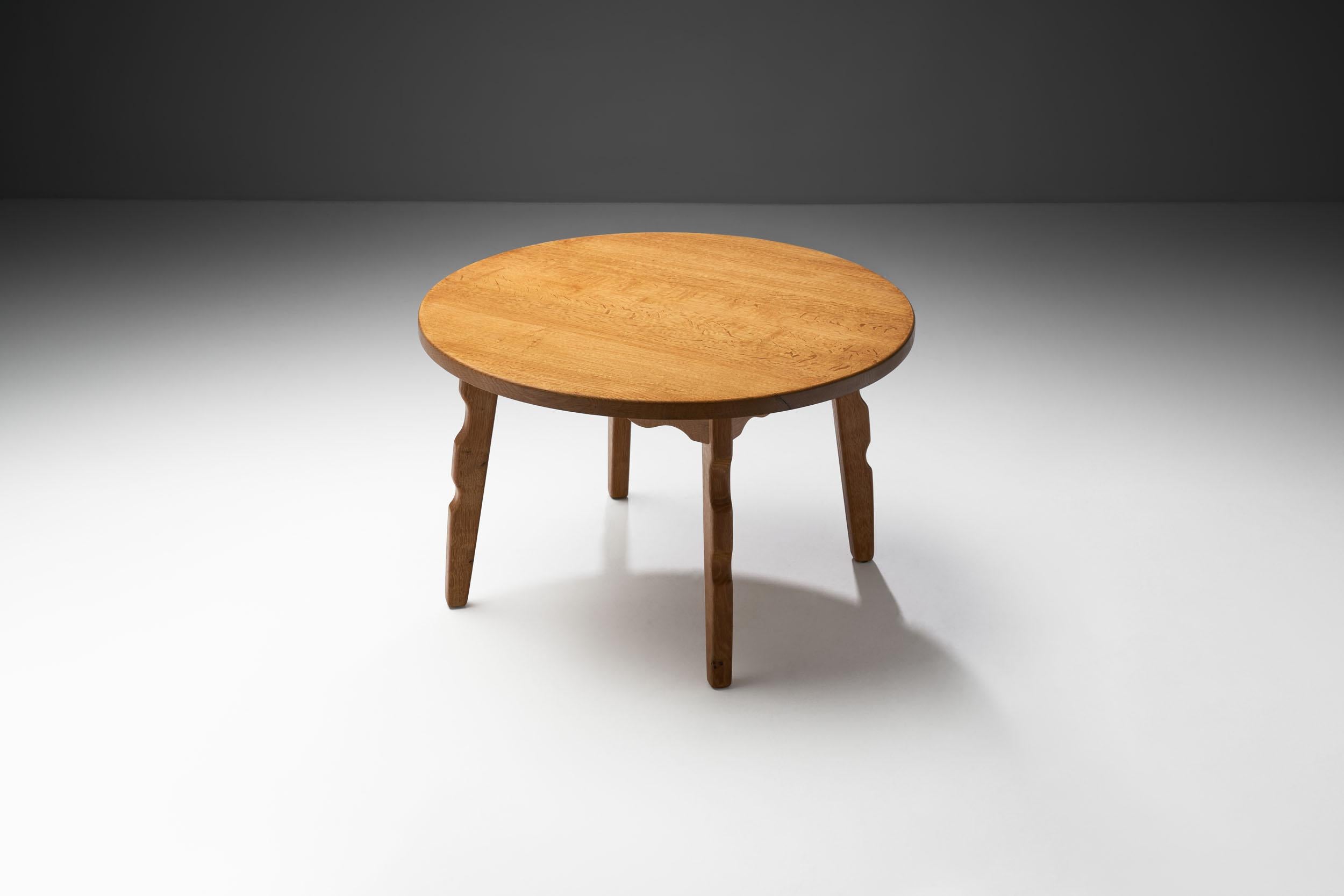 Danish Solid Oak Coffee Table with Sculptural Legs, Denmark, ca 1950s For Sale