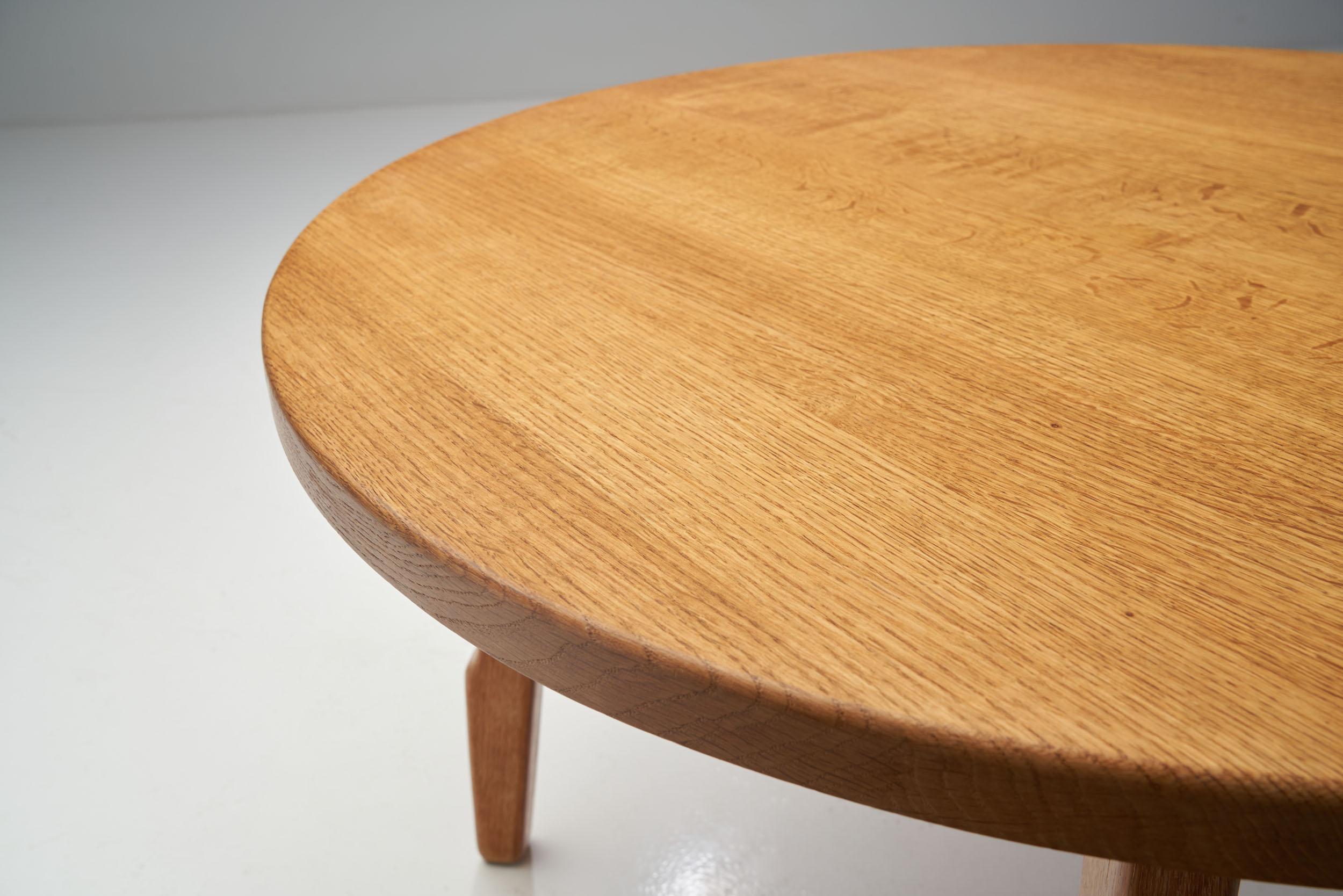Wood Solid Oak Coffee Table with Sculptural Legs, Denmark, ca 1950s For Sale