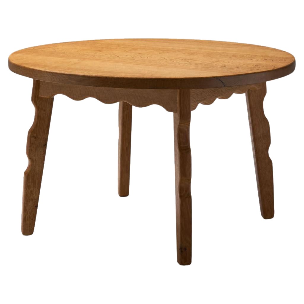 Solid Oak Coffee Table with Sculptural Legs, Denmark, ca 1950s
