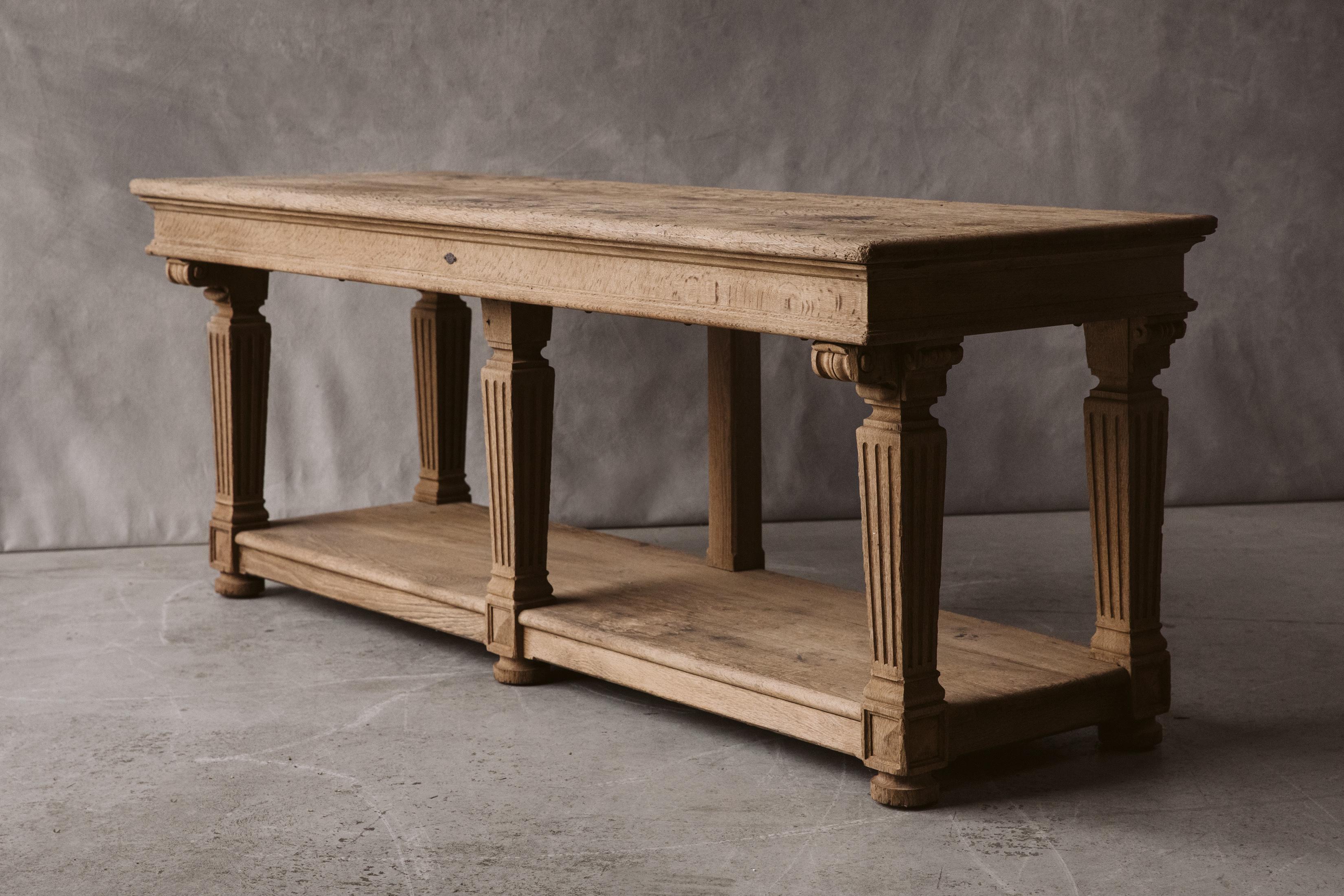 Early 20th Century Solid Oak Console Table from France, Circa 1920