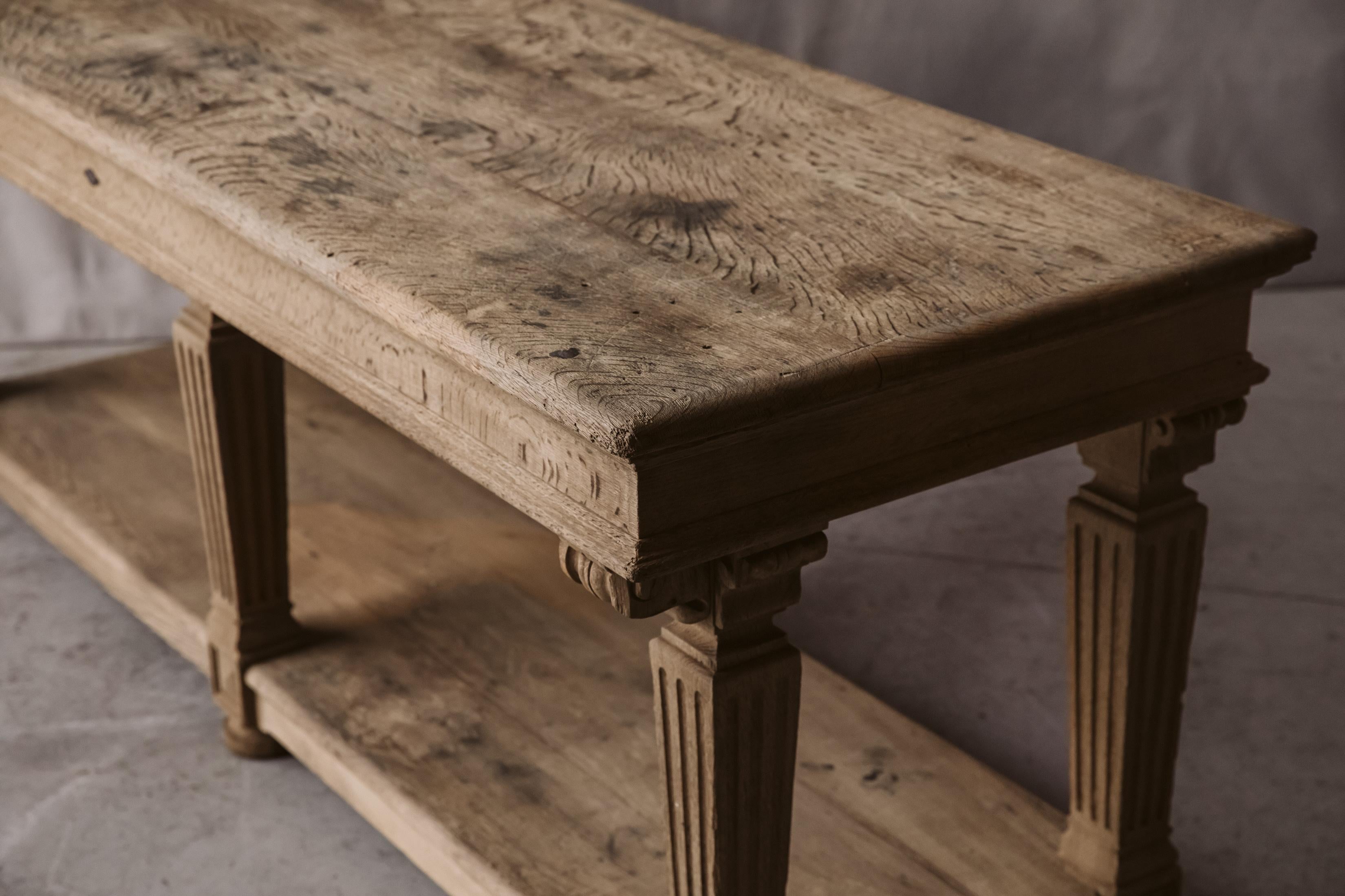 Solid Oak Console Table from France, Circa 1920 1