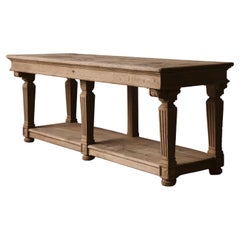 Solid Oak Console Table from France, Circa 1920