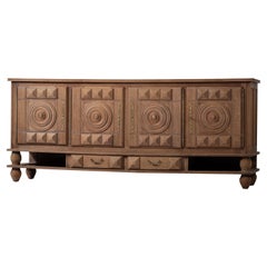 Solid Oak Credenza, Charles Douduyt, France, 1940s