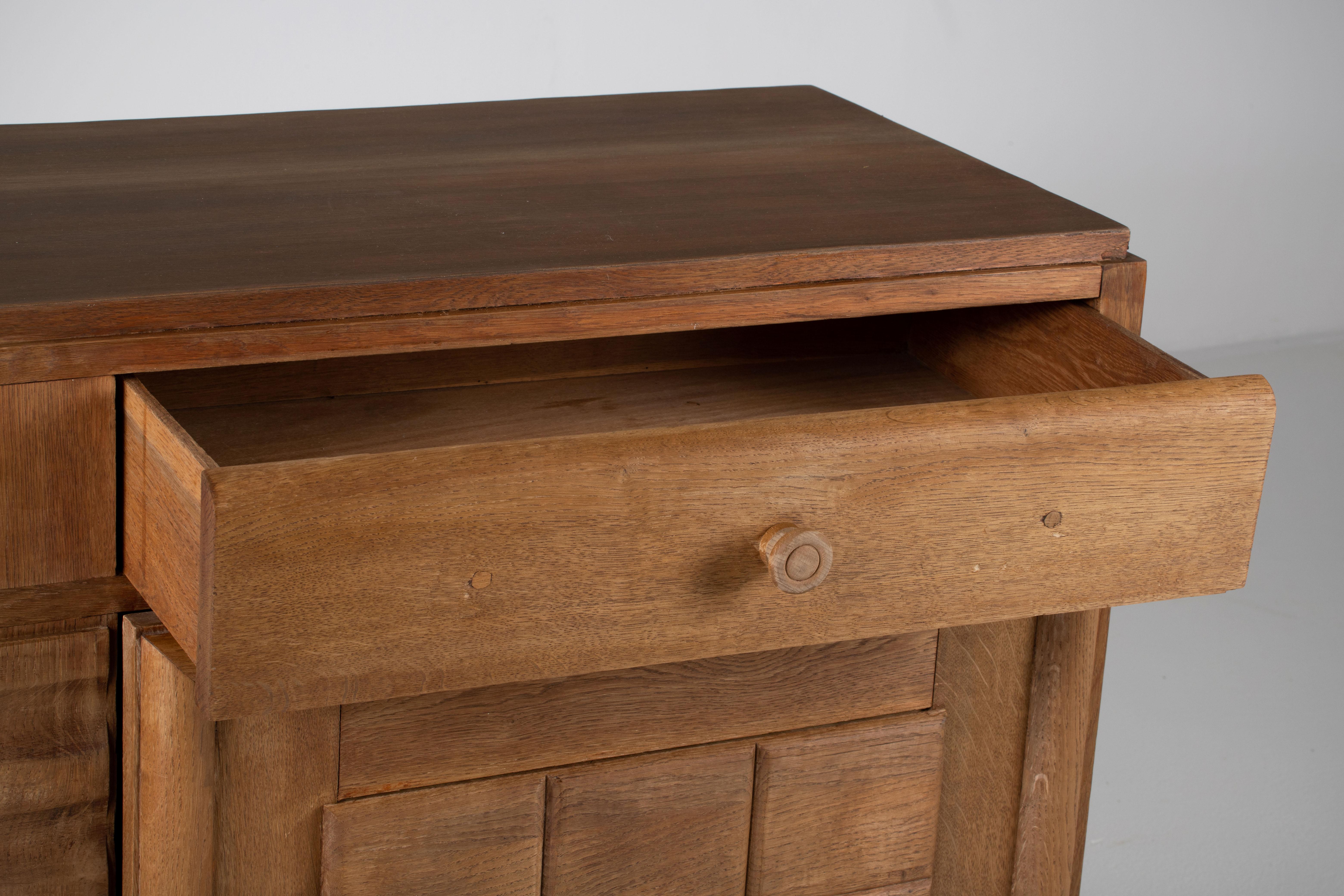 Solid Oak Credenza, France, 1940s For Sale 4