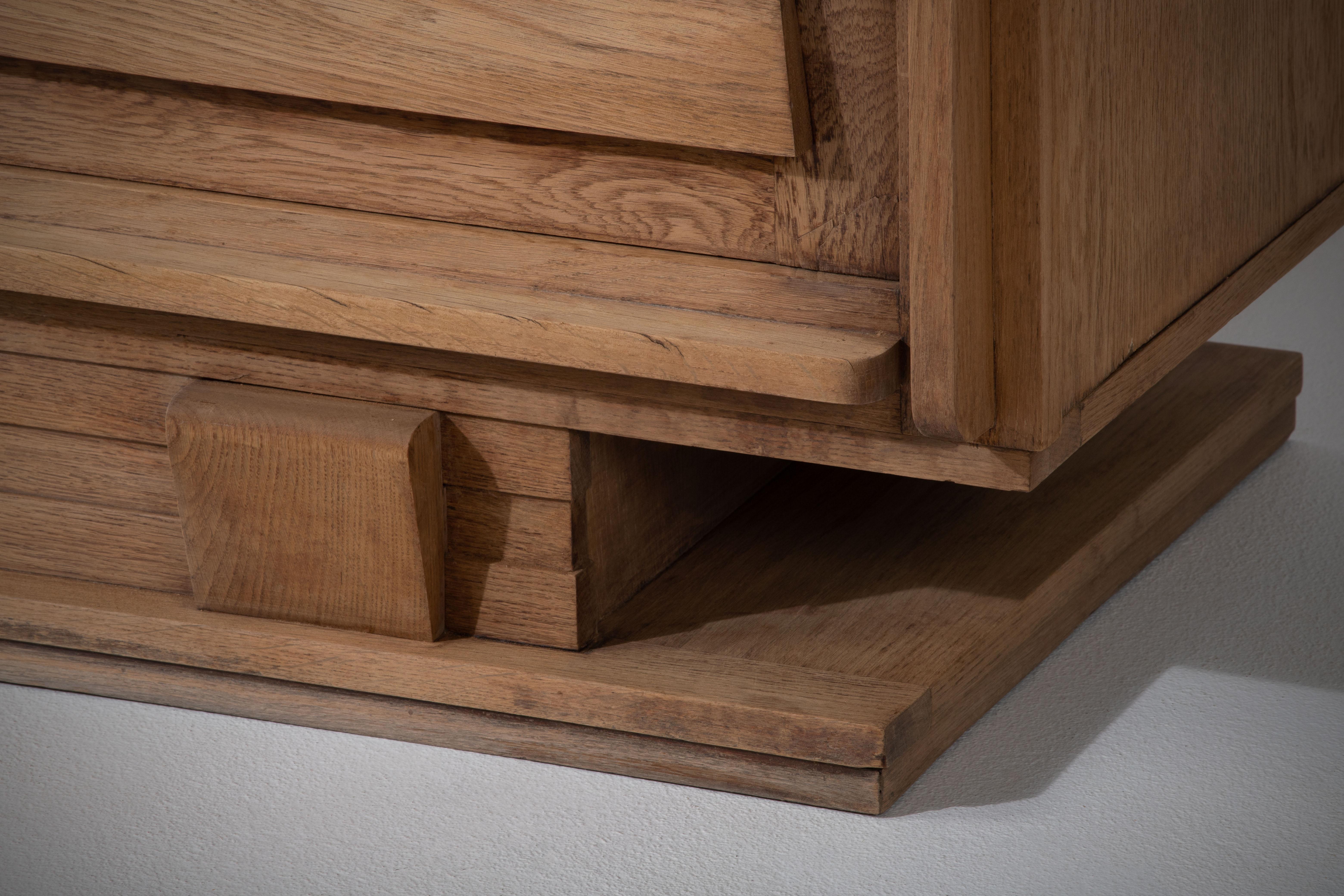 Solid Oak Credenza, France, 1940s 3