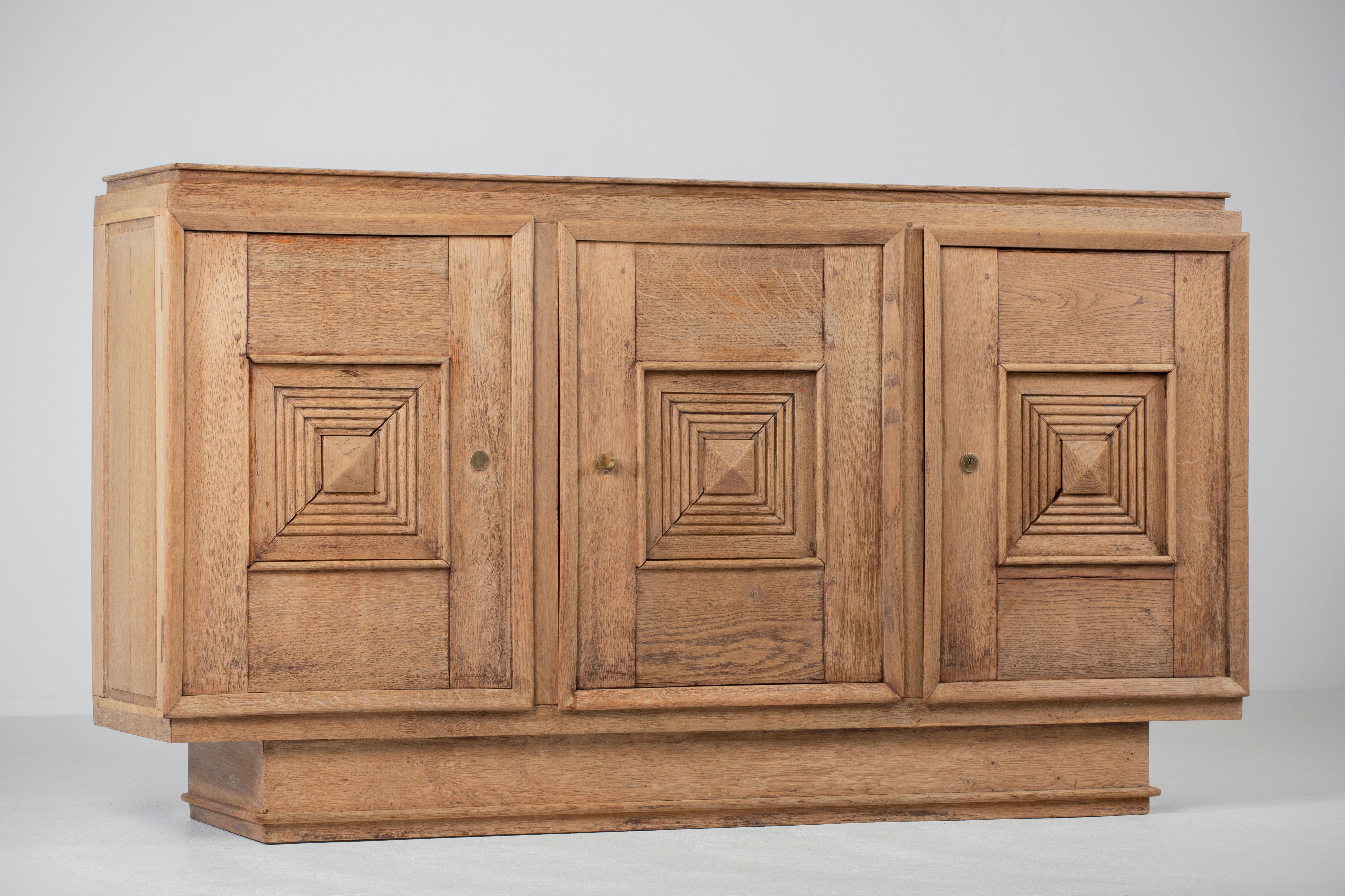 Solid Oak Credenza in Style of Maxime Old, France, 1940s 3