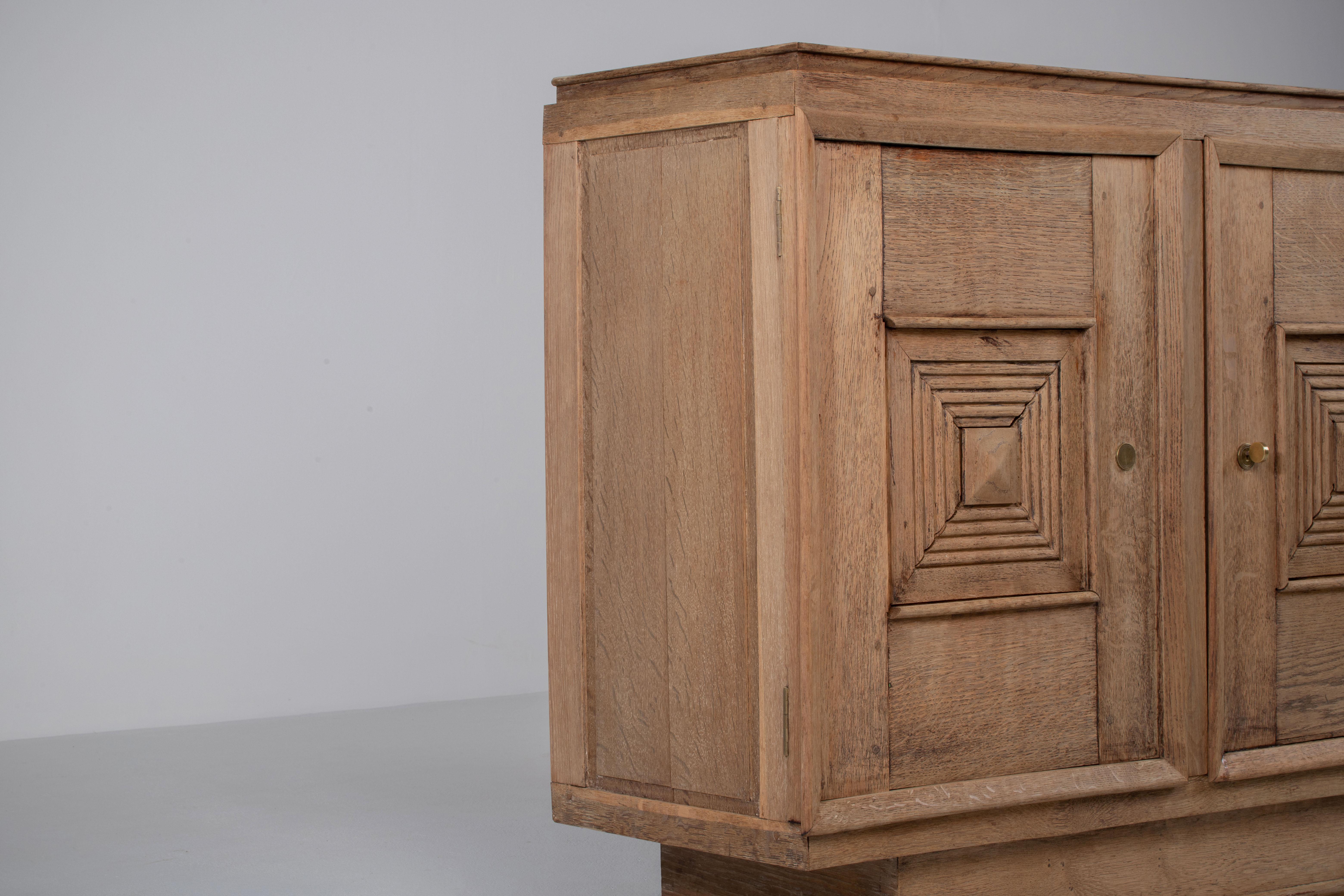 Solid Oak Credenza in Style of Maxime Old, France, 1940s For Sale 4