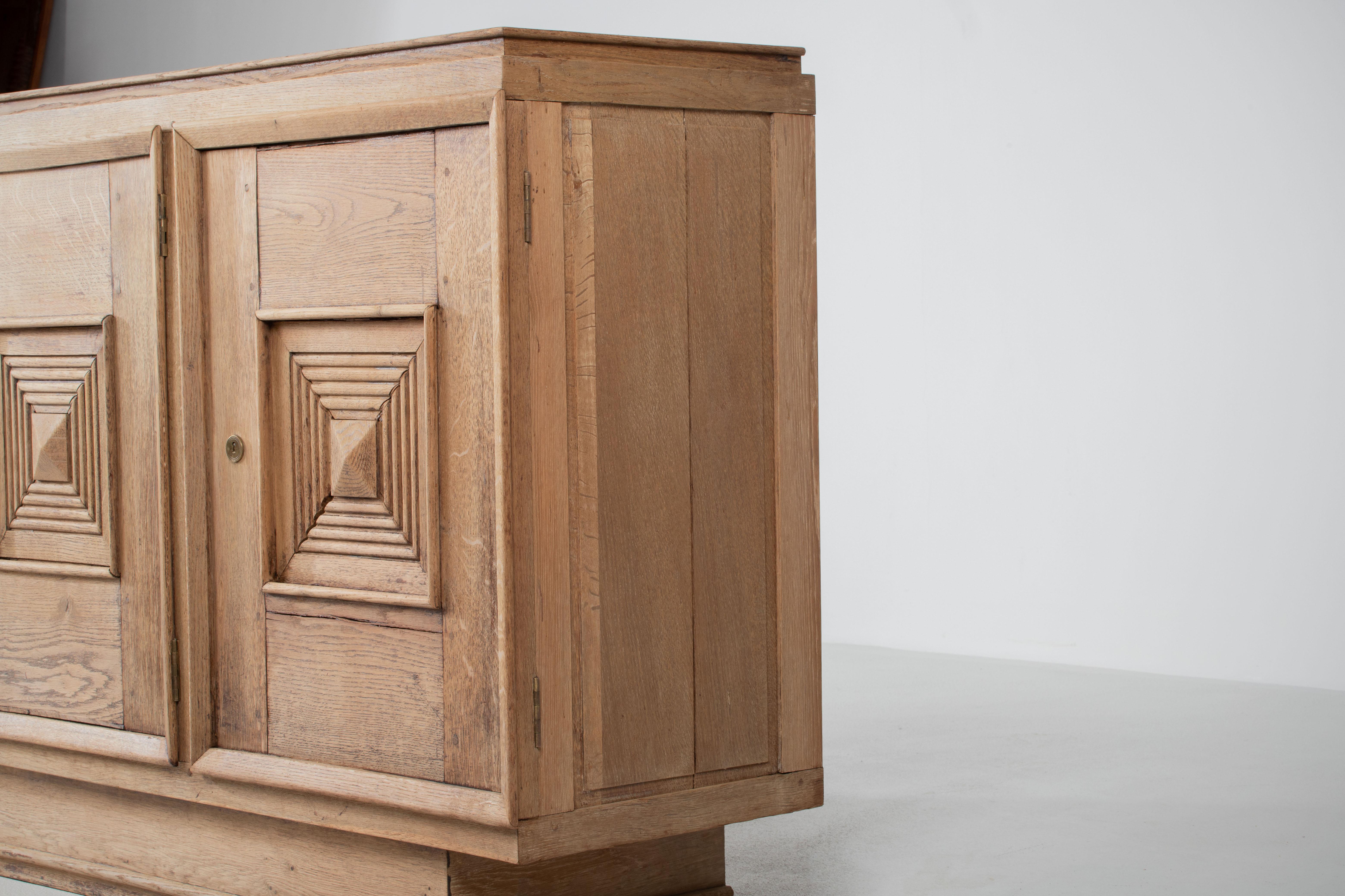 Solid Oak Credenza in Style of Maxime Old, France, 1940s For Sale 6