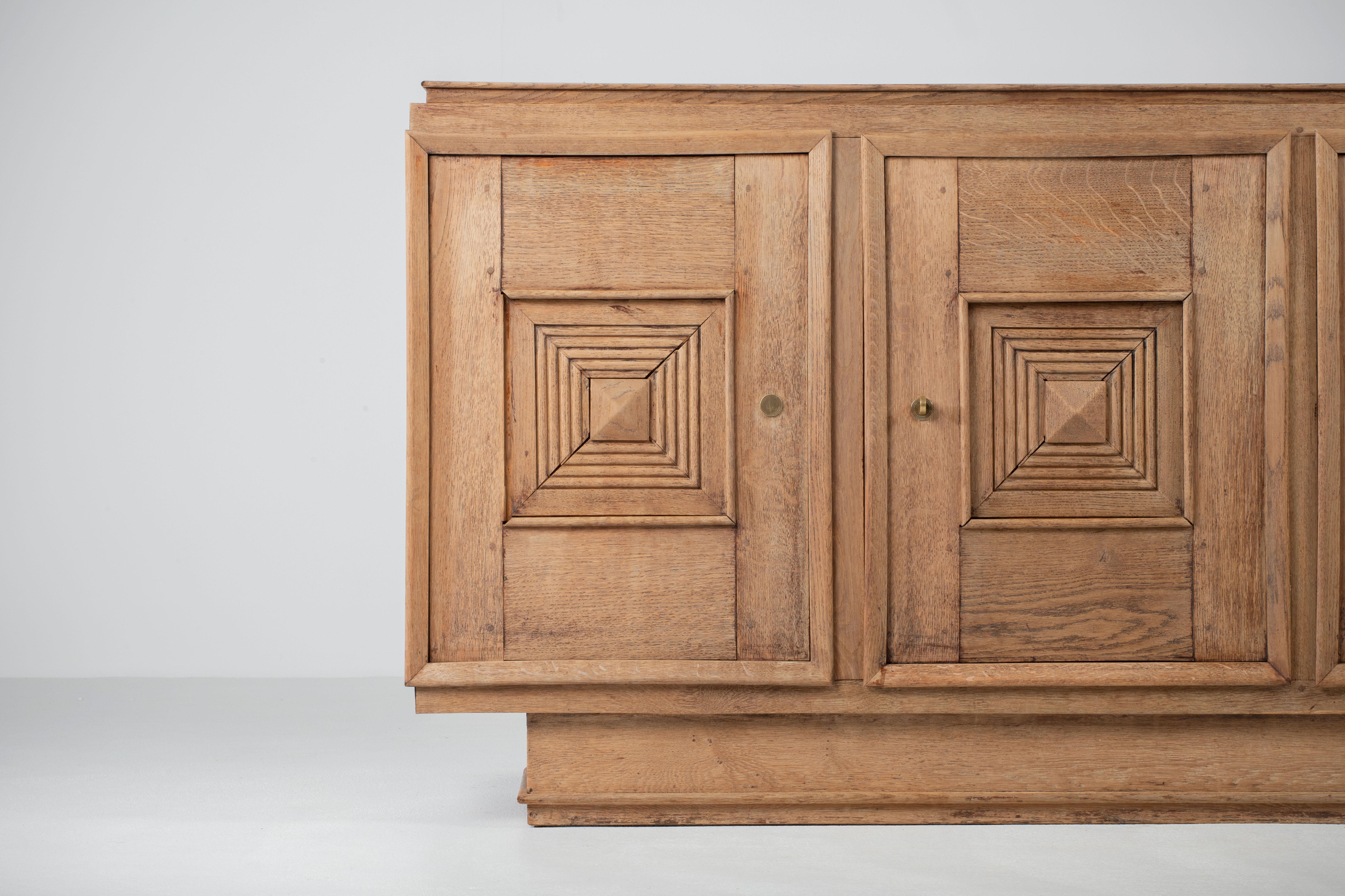 Solid Oak Credenza in Style of Maxime Old, France, 1940s 7