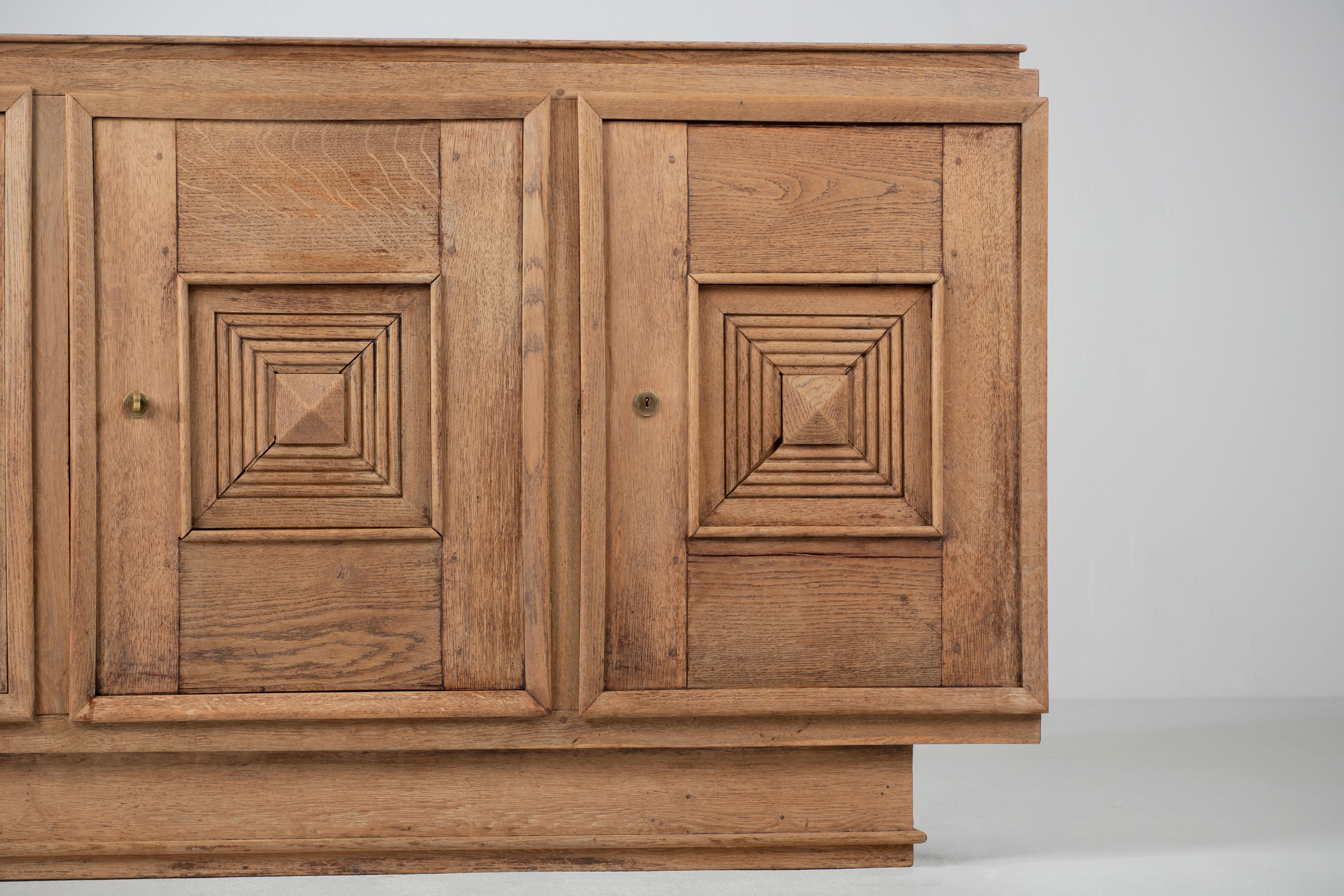 Solid Oak Credenza in Style of Maxime Old, France, 1940s 8