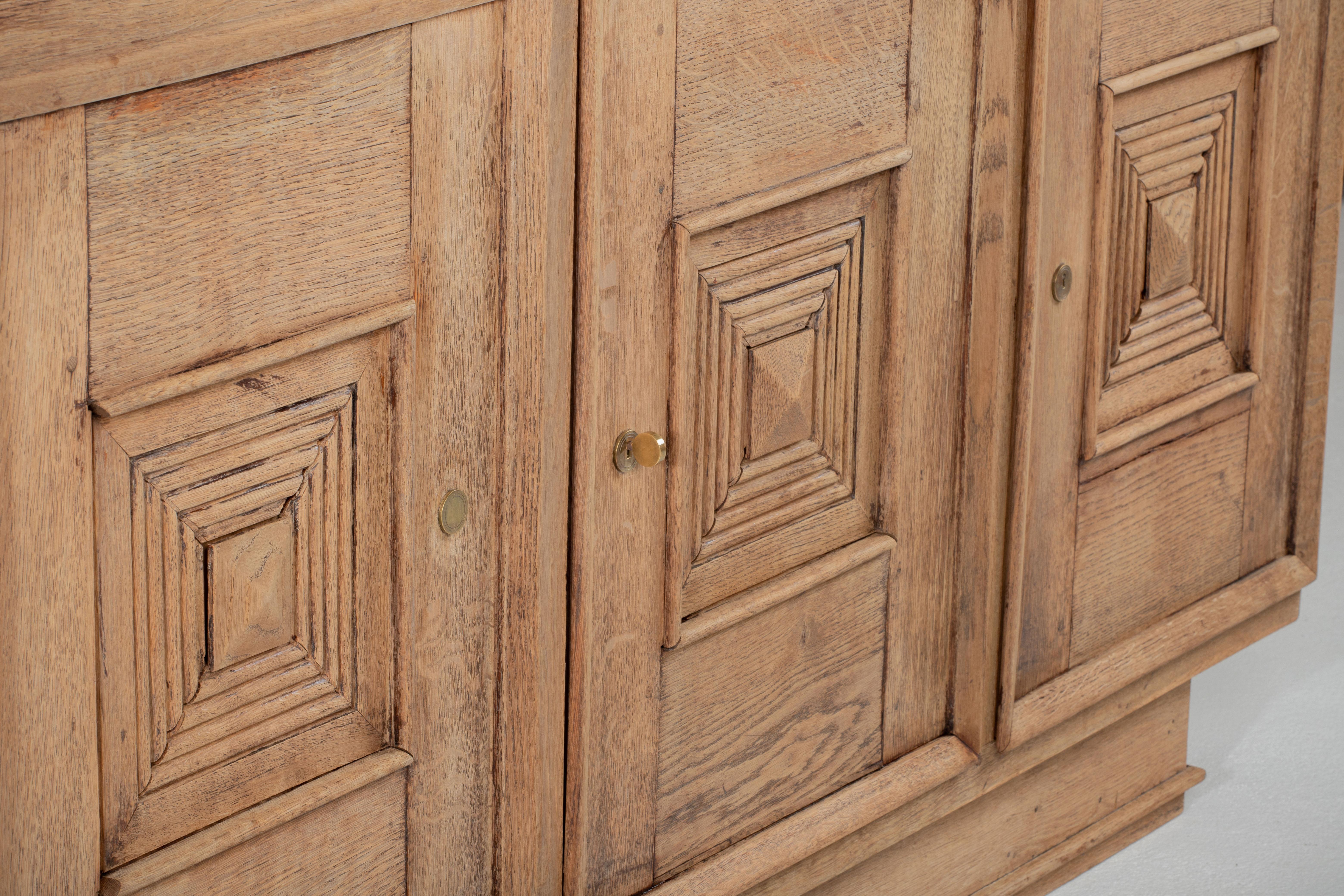 Solid Oak Credenza in Style of Maxime Old, France, 1940s For Sale 10