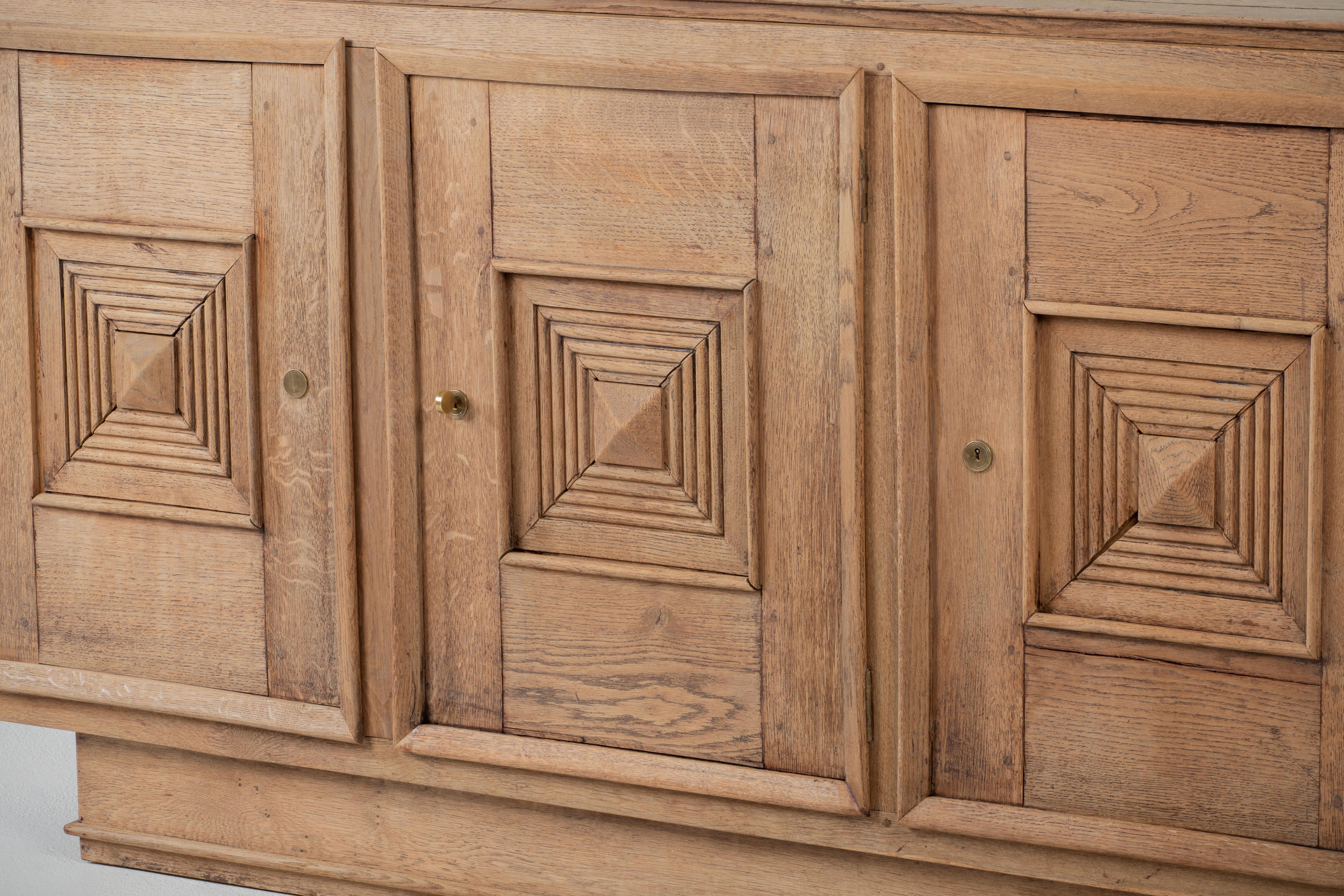 Solid Oak Credenza in Style of Maxime Old, France, 1940s For Sale 12