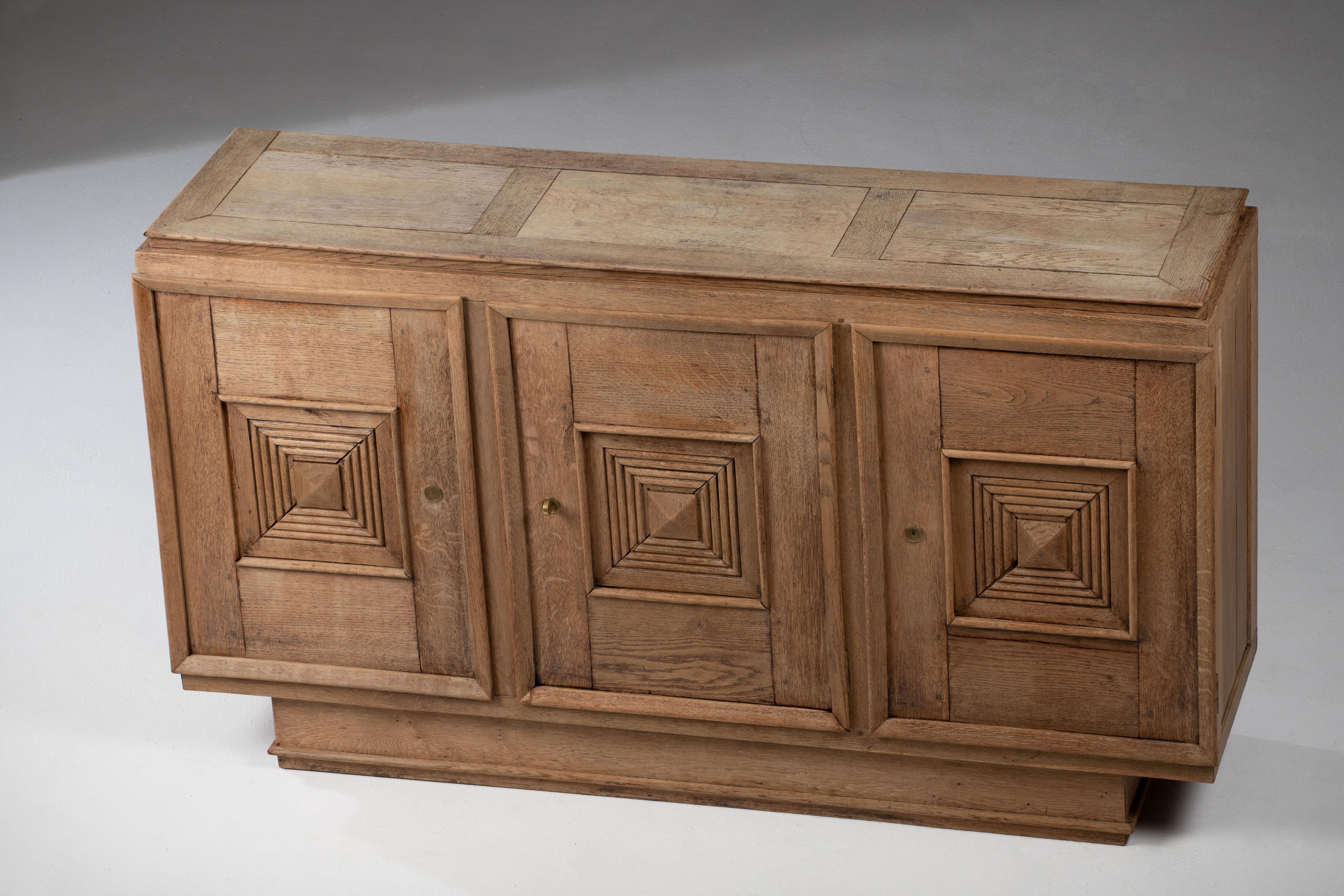 Solid Oak Credenza in Style of Maxime Old, France, 1940s 14