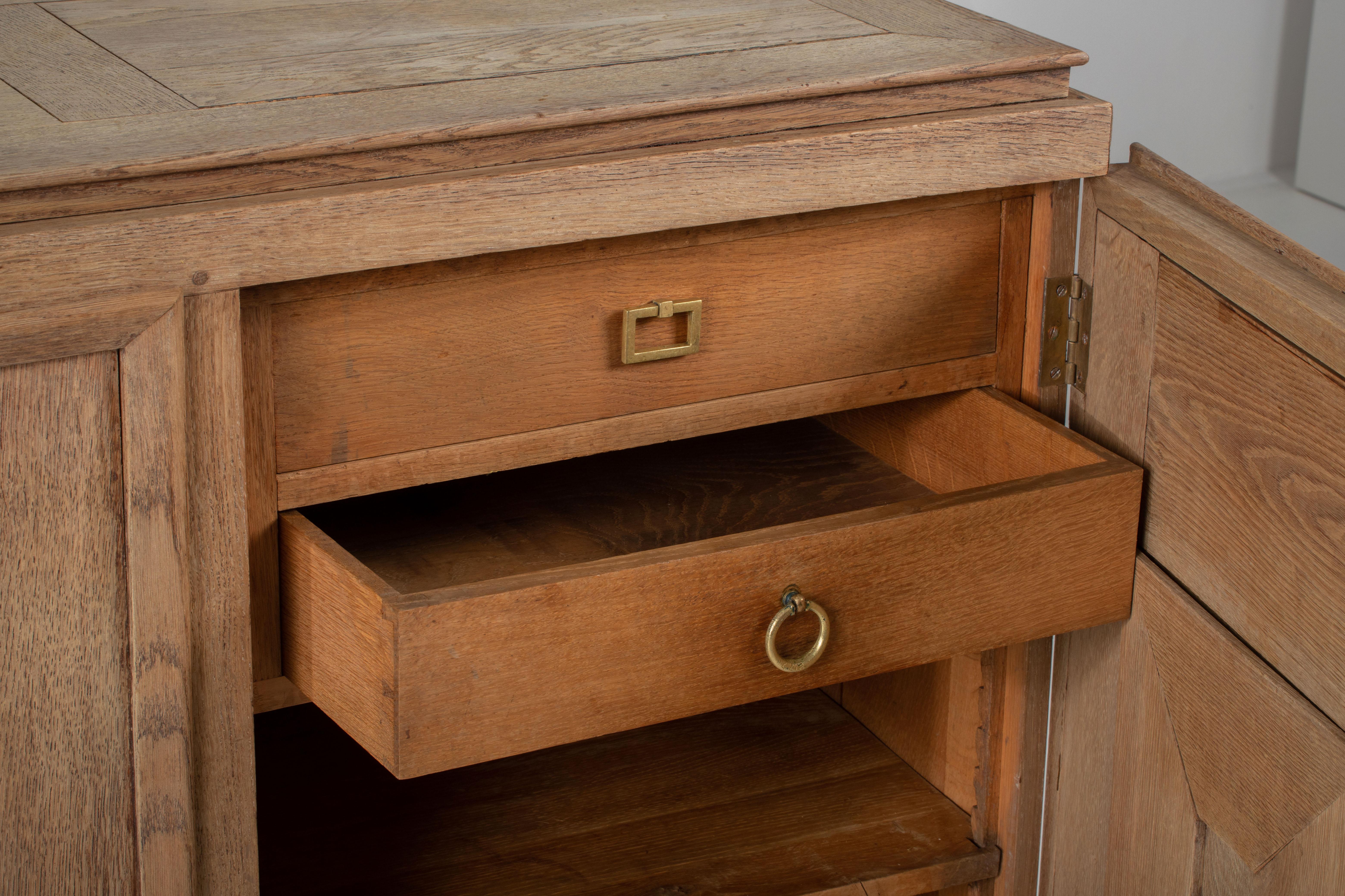 Solid Oak Credenza in Style of Maxime Old, France, 1940s For Sale 1