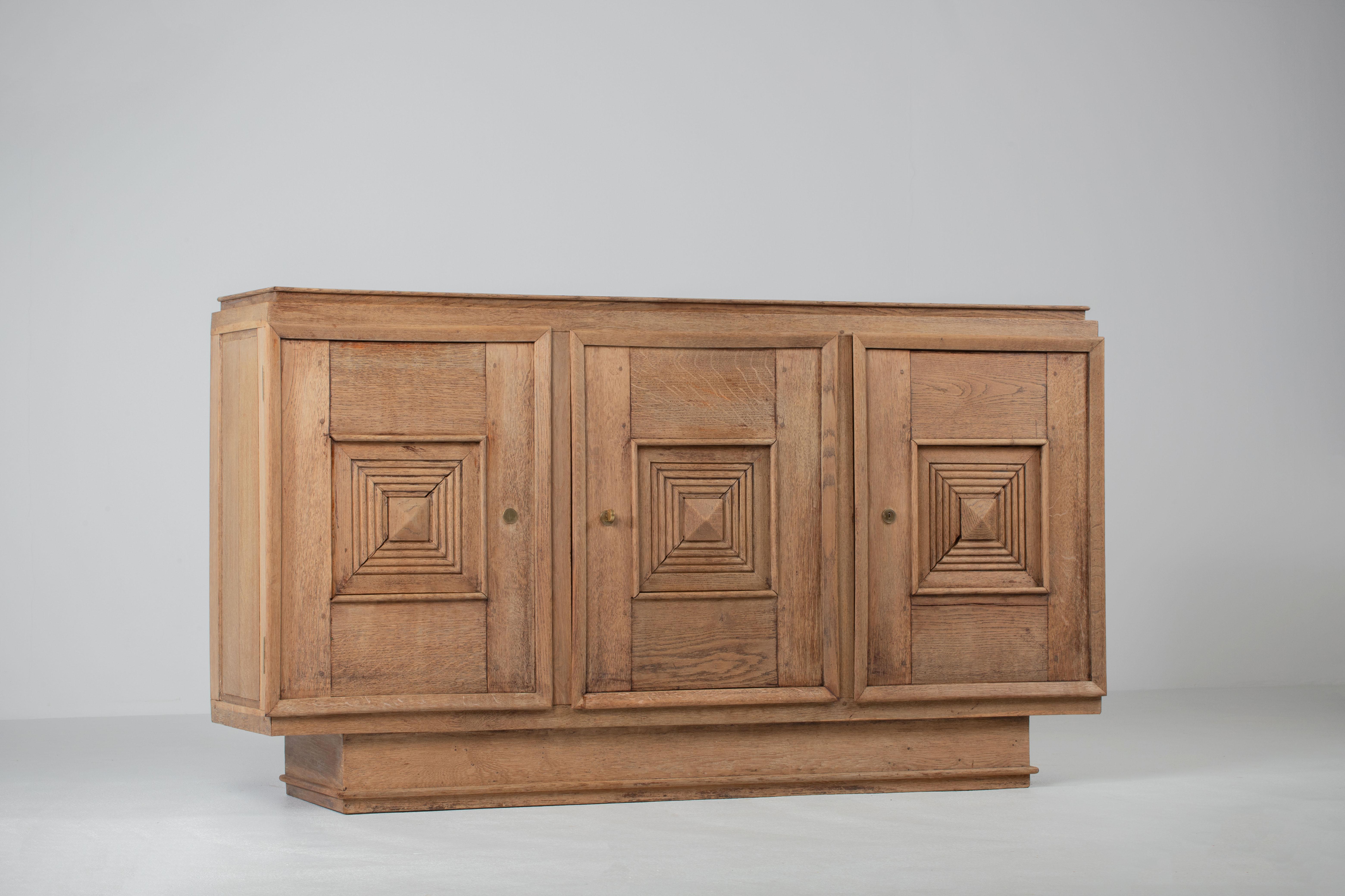 Solid Oak Credenza in Style of Maxime Old, France, 1940s For Sale 2