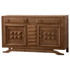 Credenza in Oak massiccio con dettagli grafici, Francia, anni '40