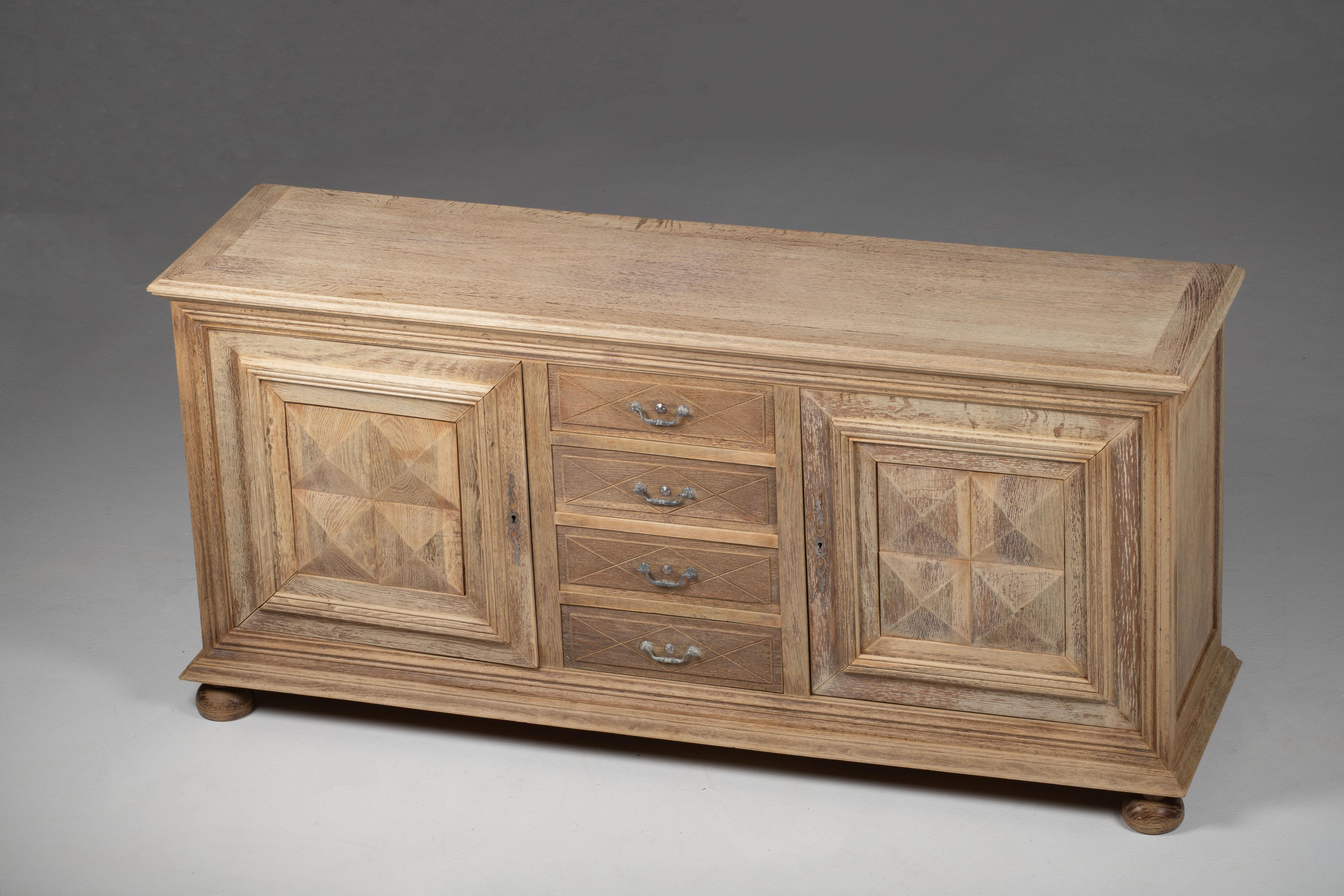 Solid Oak Credenza with Graphic Details, France For Sale 11