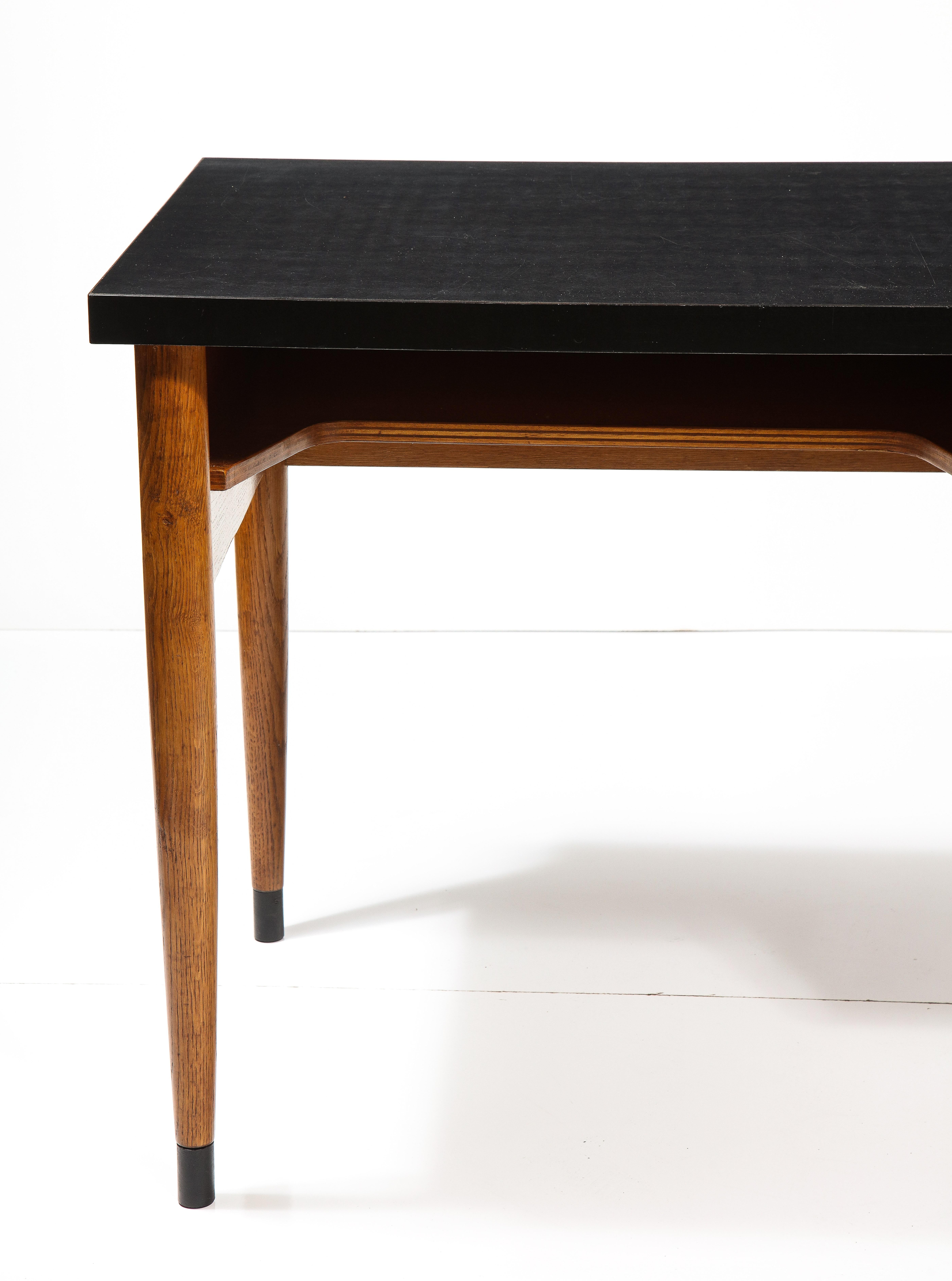 Mid-Century Modern Solid Oak Desk by Raphael Raffel, France, c. 1955 For Sale