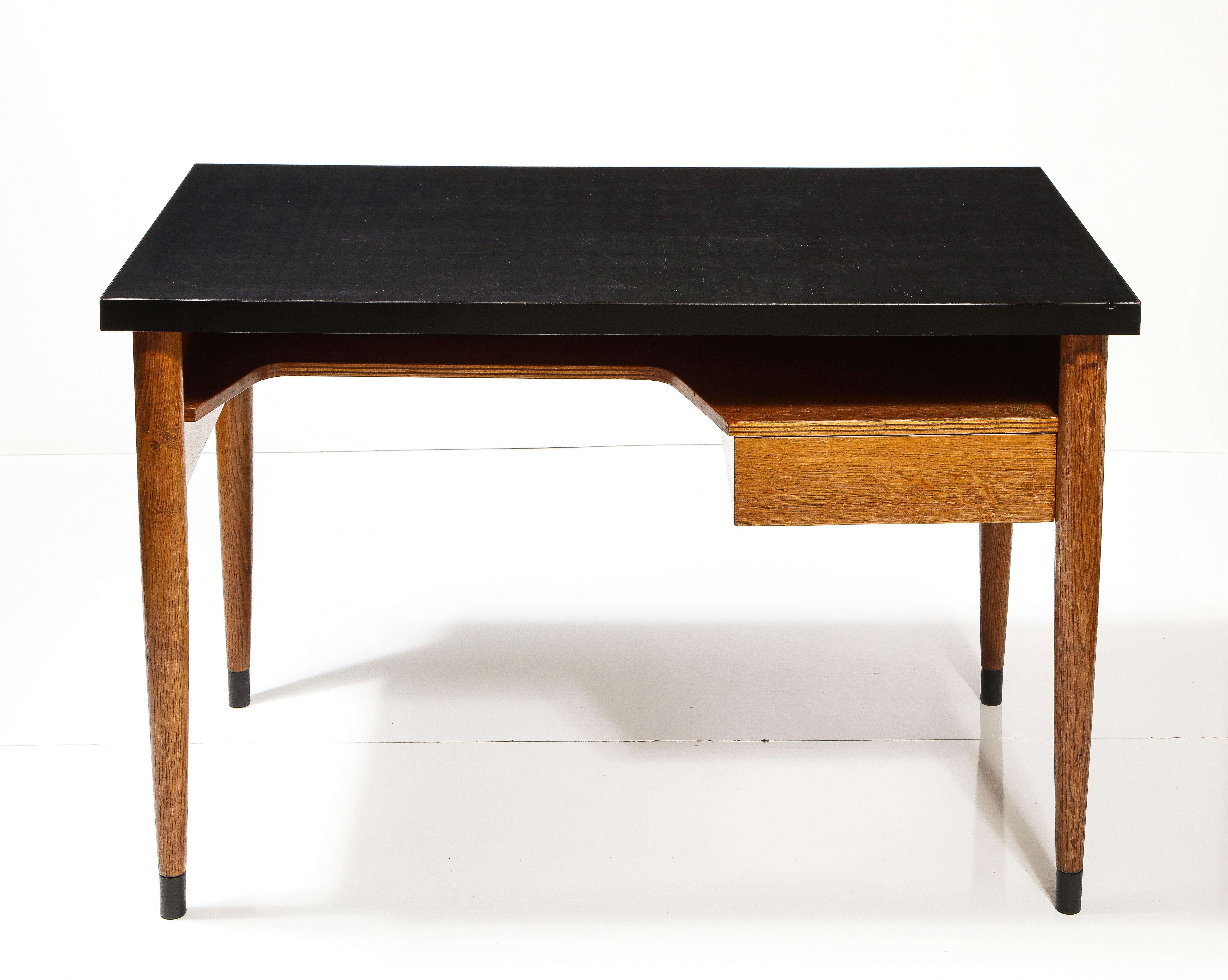 French Solid Oak Desk by Raphael Raffel, France, c. 1955 For Sale