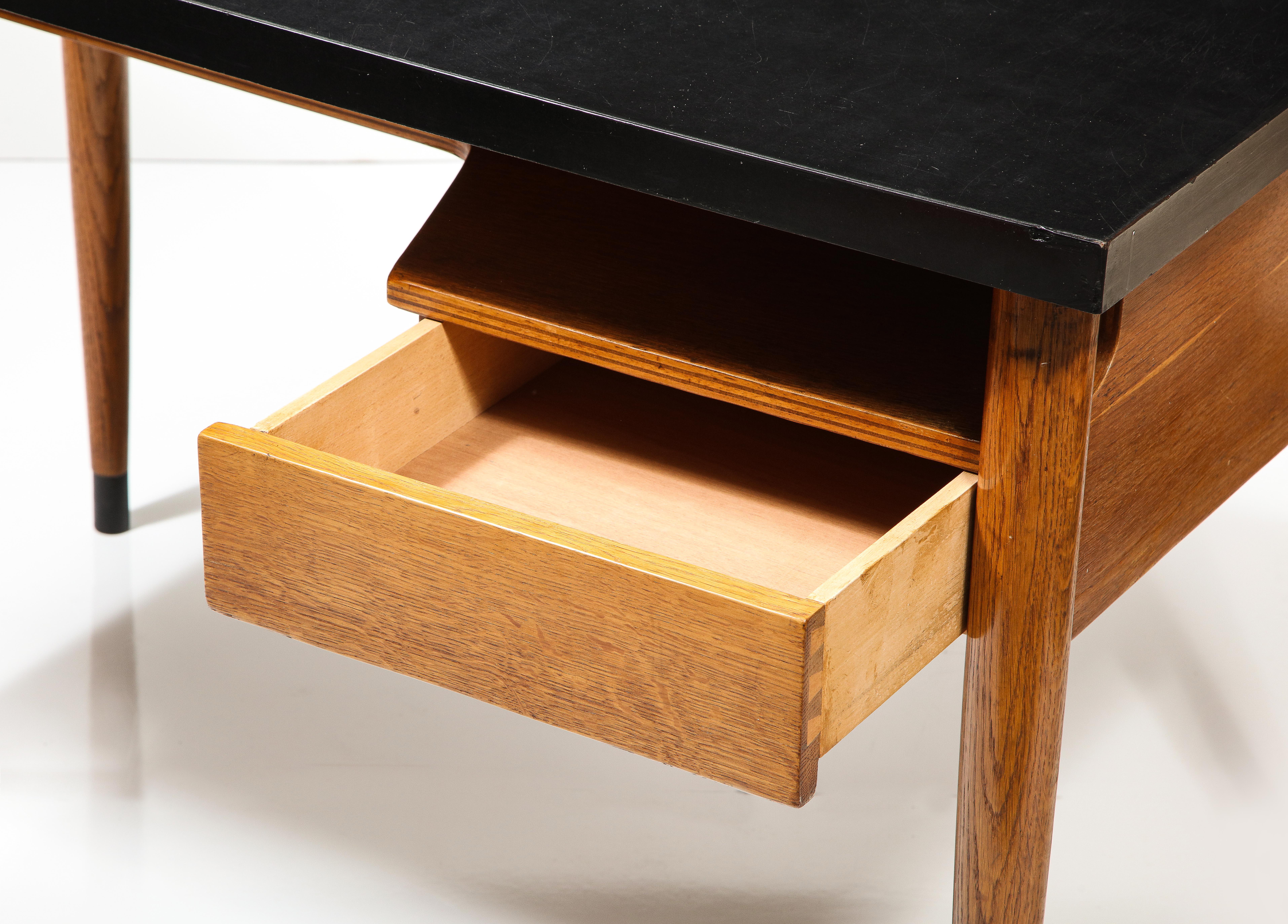 Mid-20th Century Solid Oak Desk by Raphael Raffel, France, c. 1955 For Sale