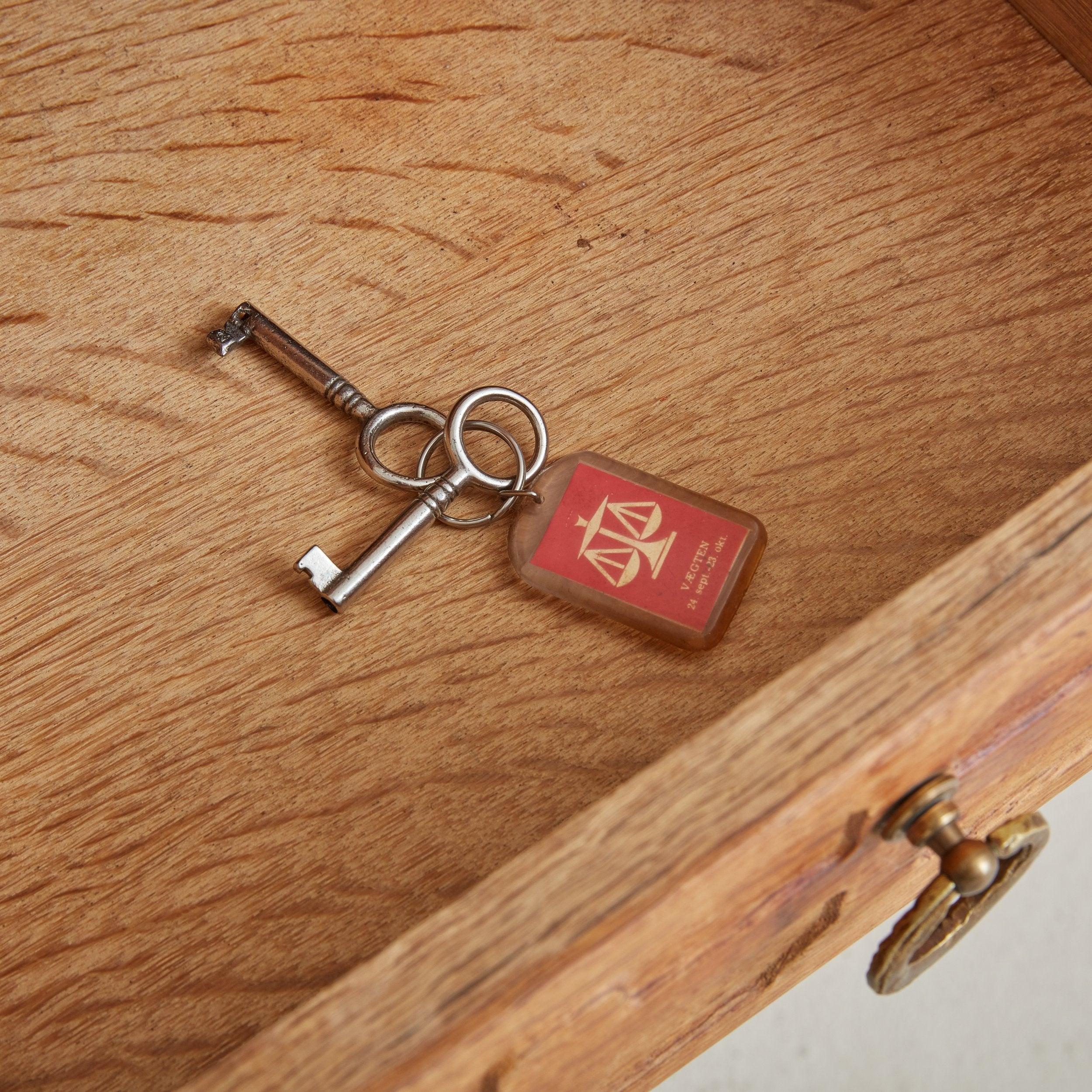 Solid Oak Desk with Keys Attributed to Henning Kjærnulf, Denmark 1960s 5