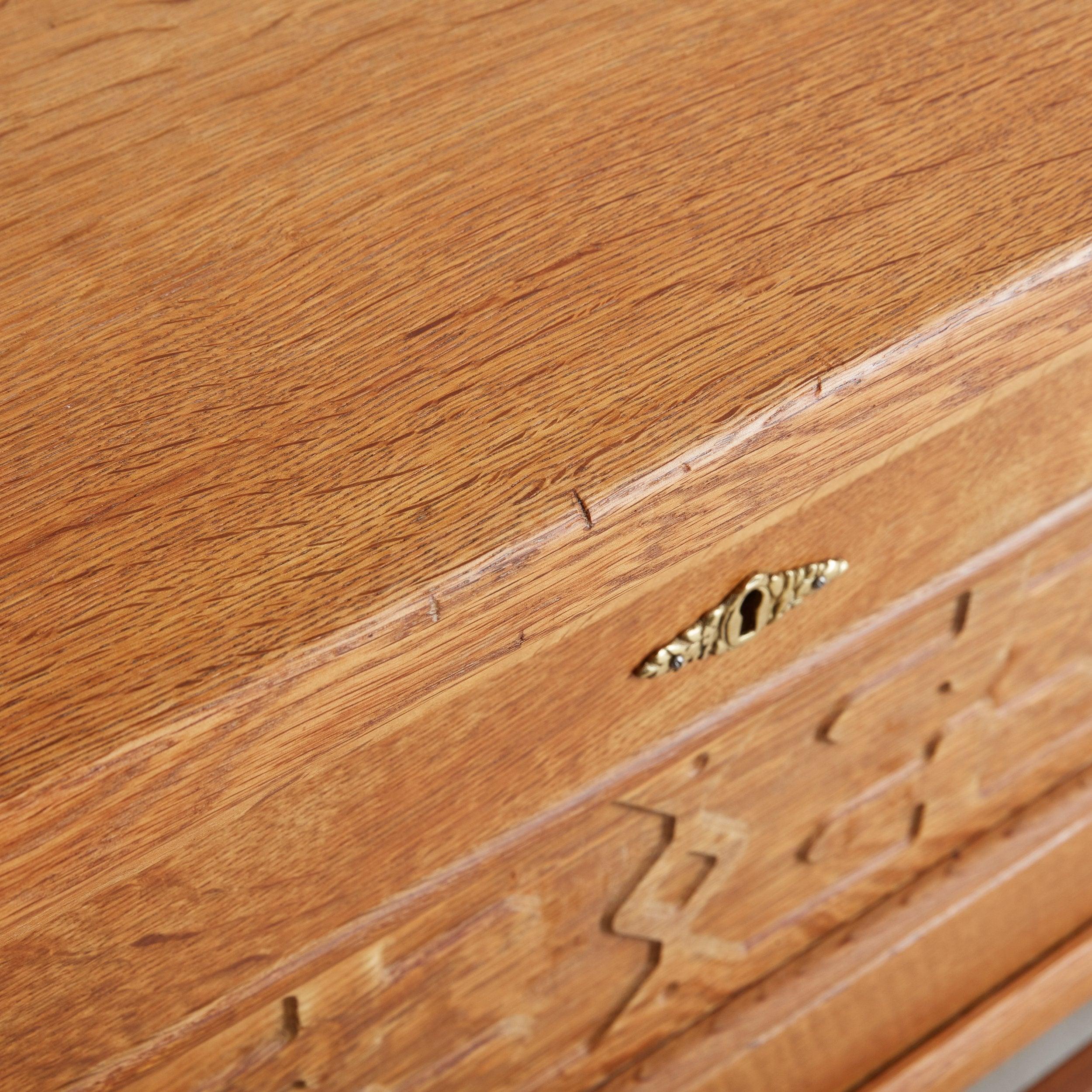 Solid Oak Desk with Keys Attributed to Henning Kjærnulf, Denmark 1960s 3